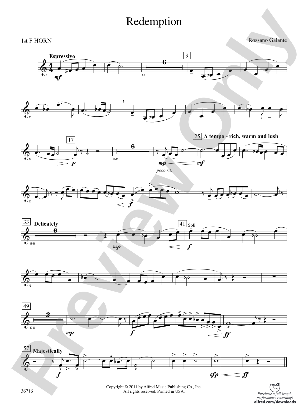 Redemption: 1st F Horn