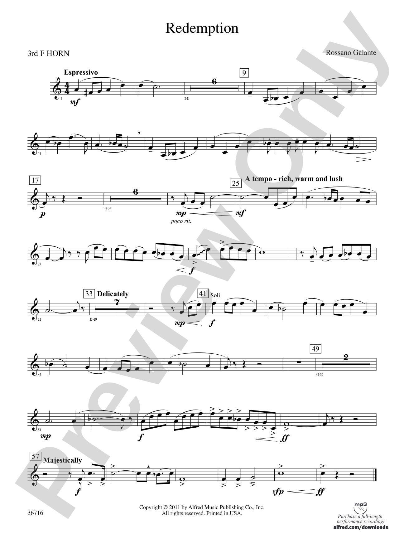 Redemption: 3rd F Horn