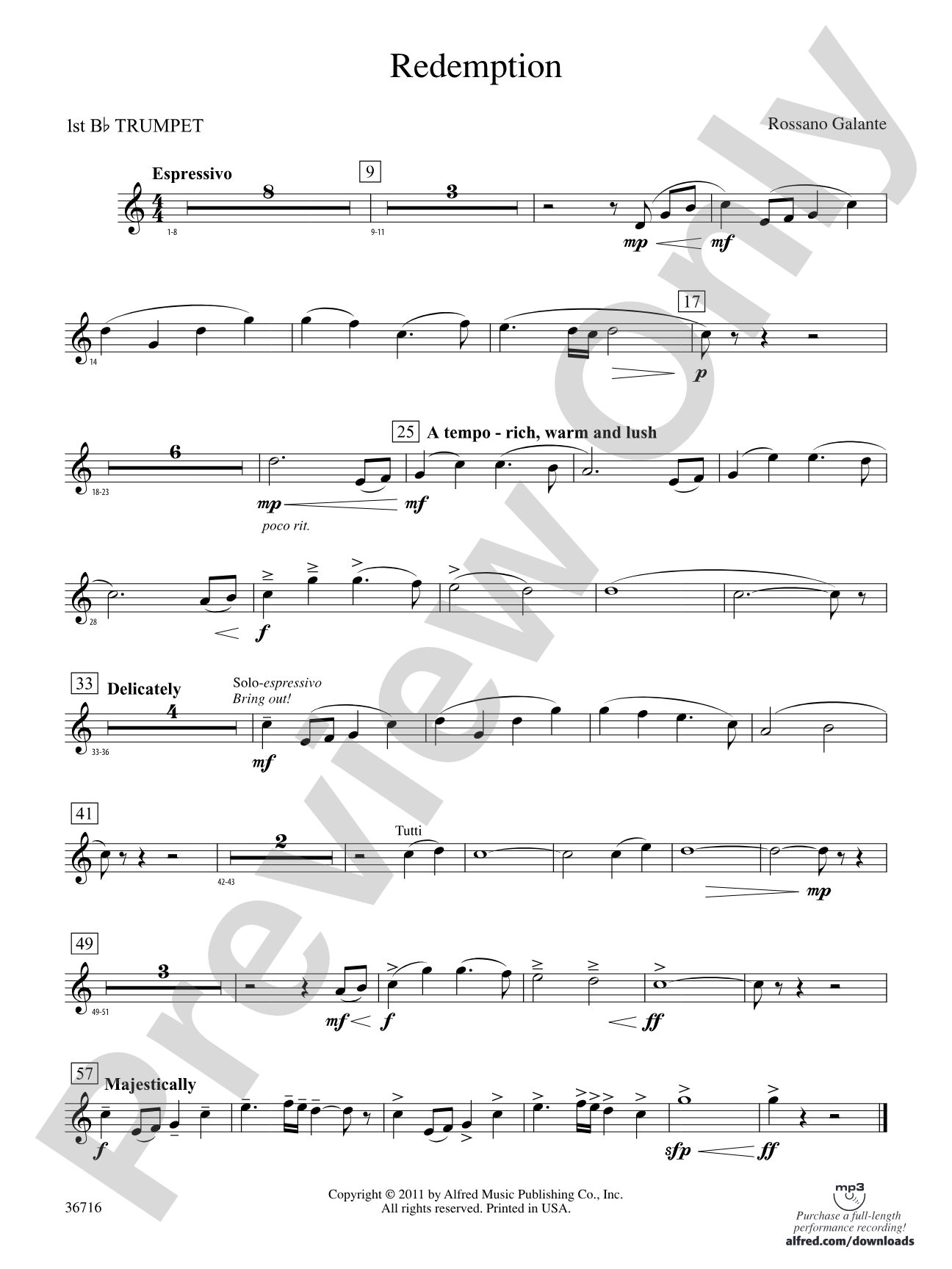 Redemption: 1st B-flat Trumpet