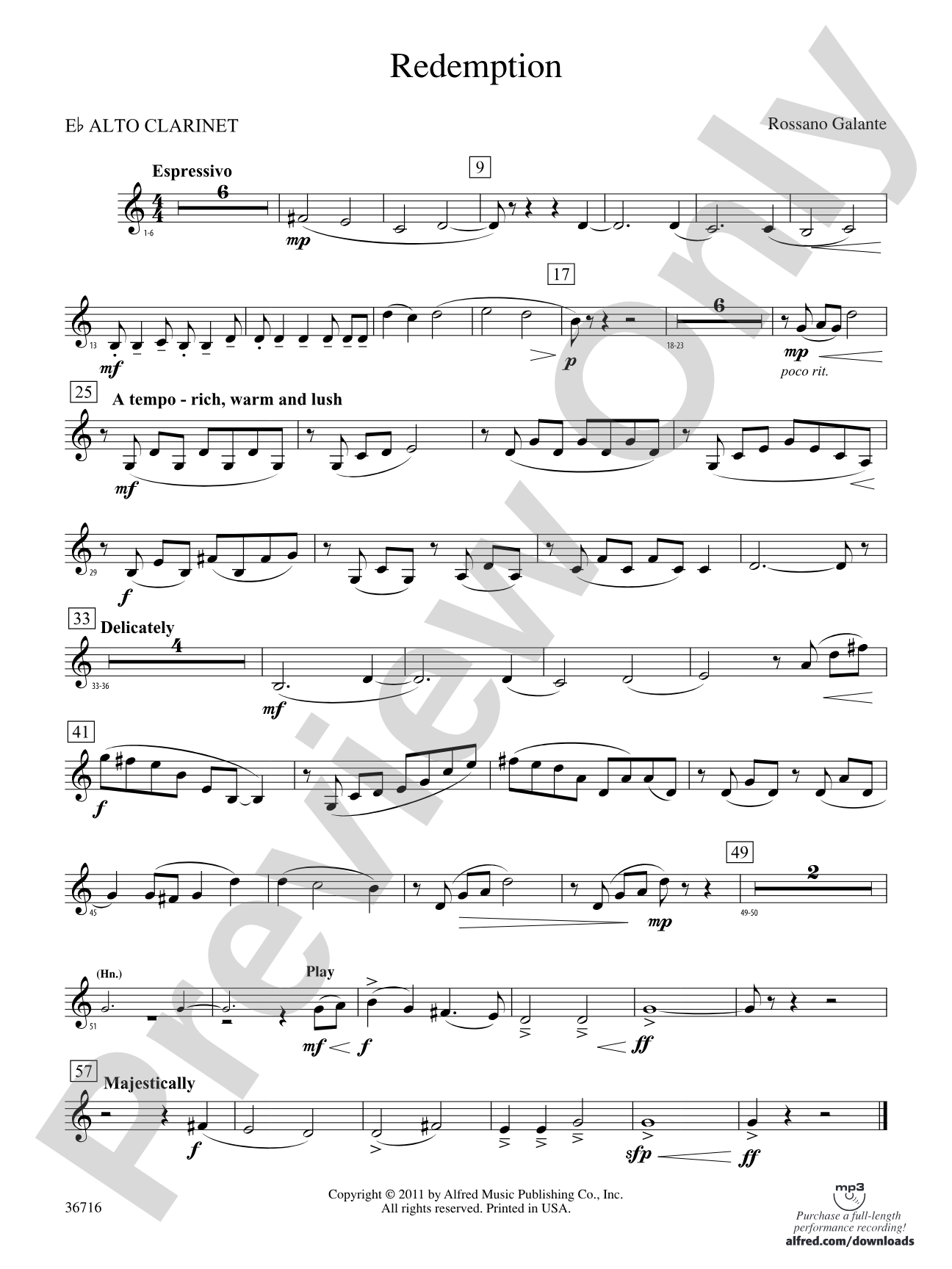 Redemption: (wp) E-flat Alto Clarinet