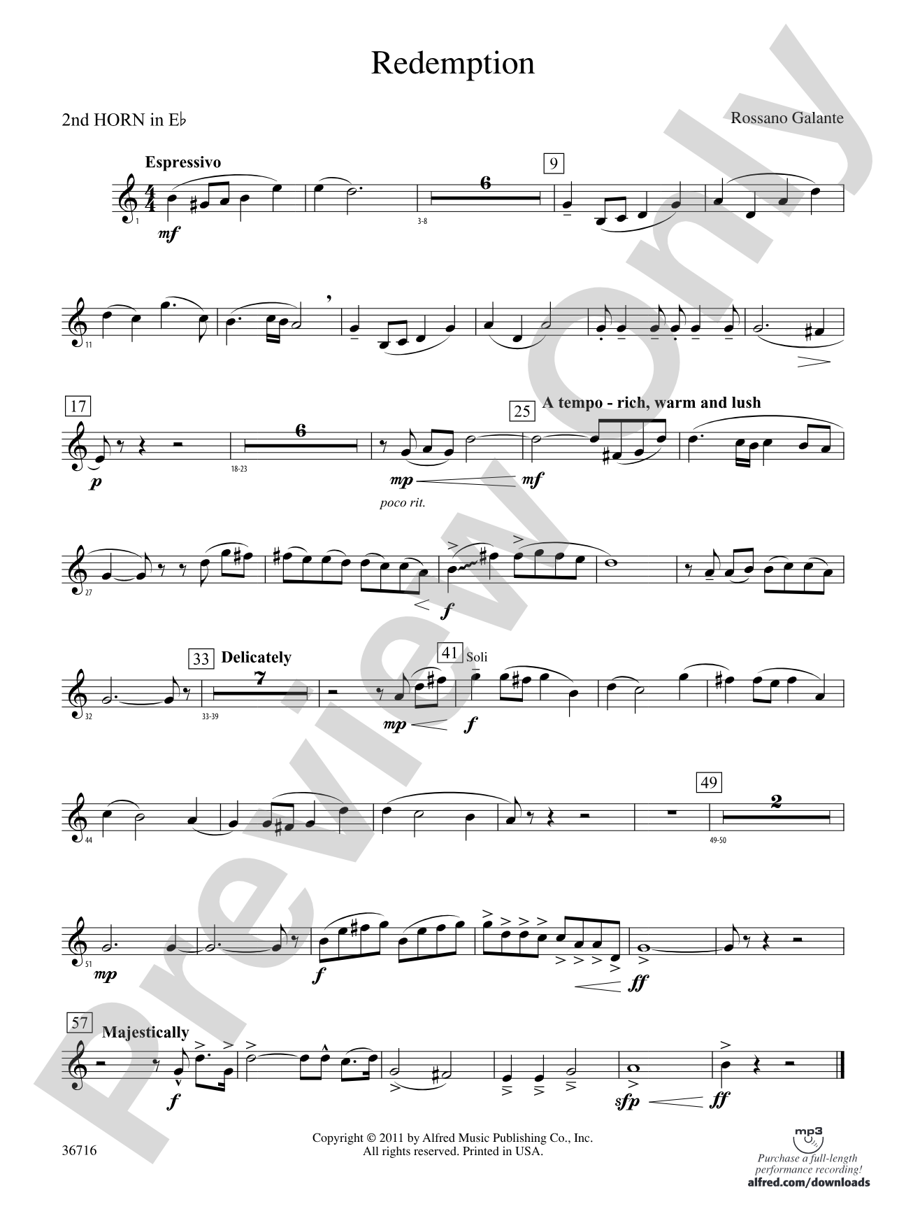 Redemption: (wp) 2nd Horn in E-flat
