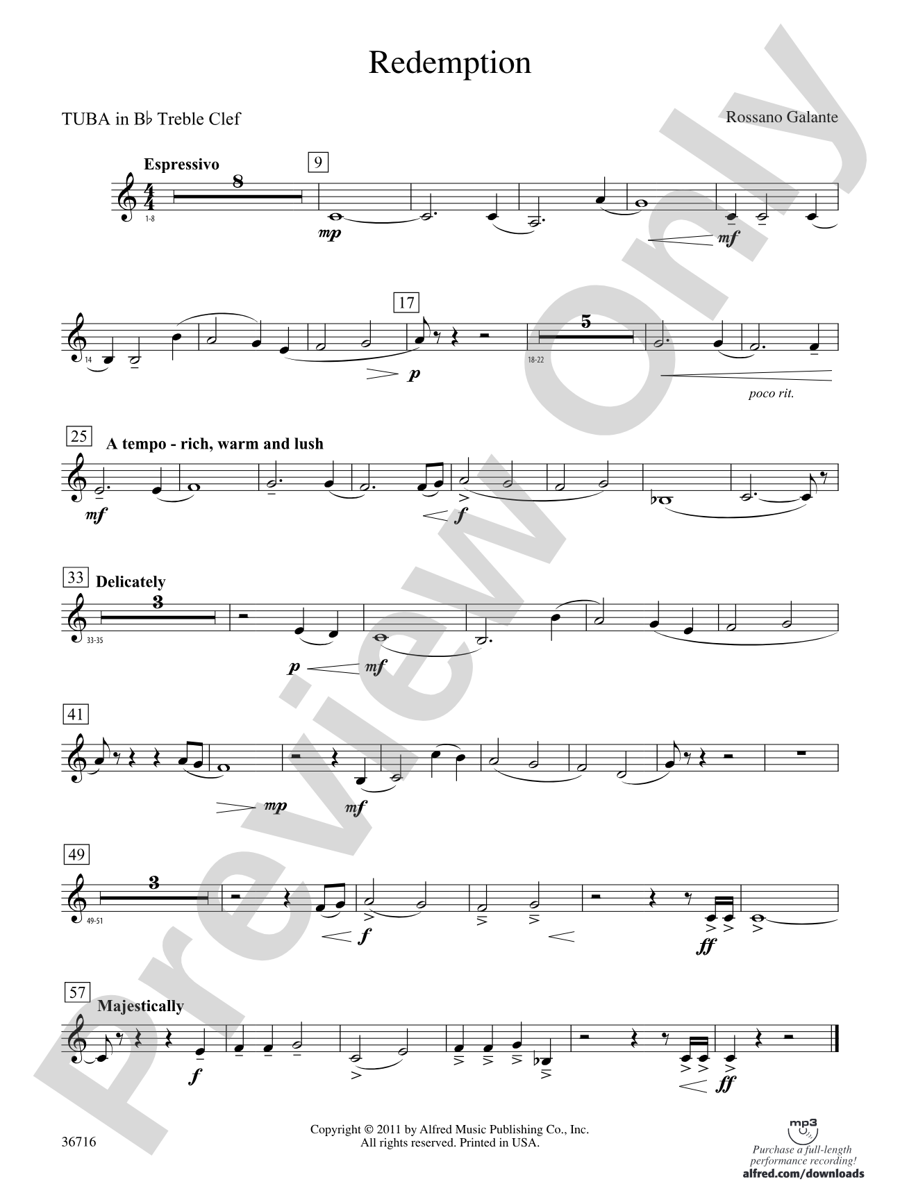 Redemption: (wp) B-flat Tuba T.C.