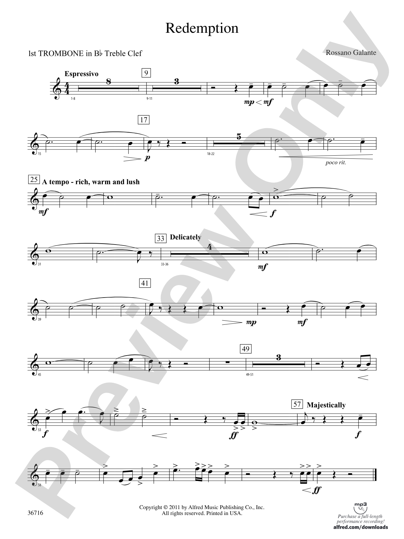 Redemption: (wp) 1st B-flat Trombone T.C.