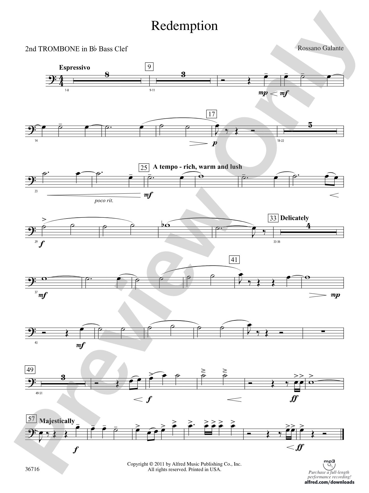 Redemption: (wp) 2nd B-flat Trombone B.C.