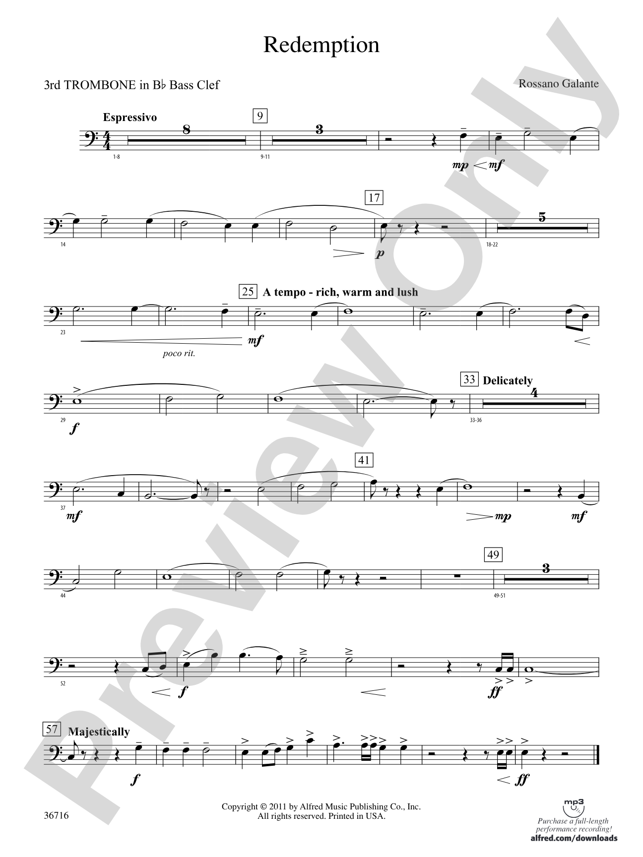 Redemption: (wp) 3rd B-flat Trombone B.C.