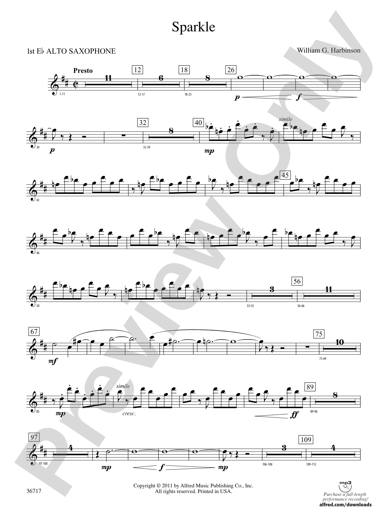 Sparkle: E-flat Alto Saxophone