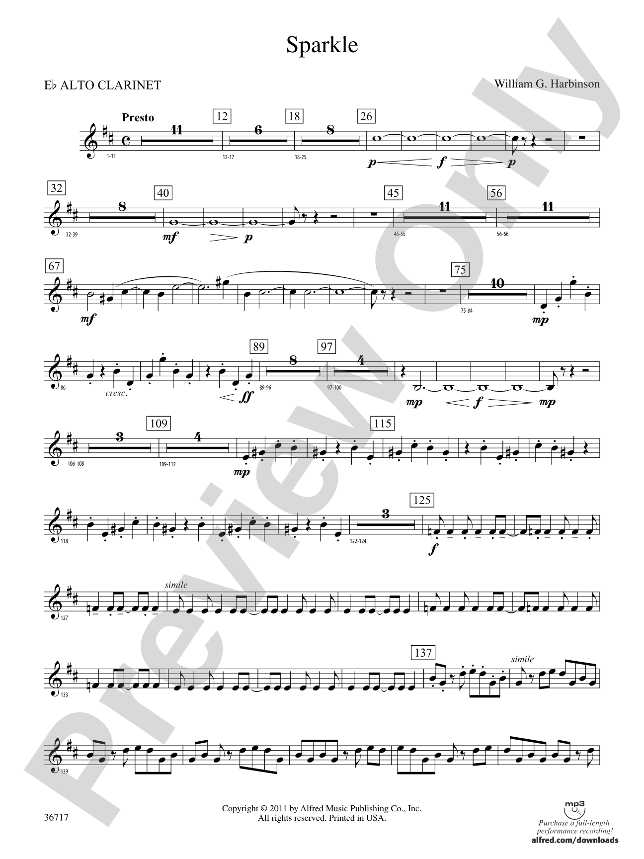 Sparkle: (wp) E-flat Alto Clarinet