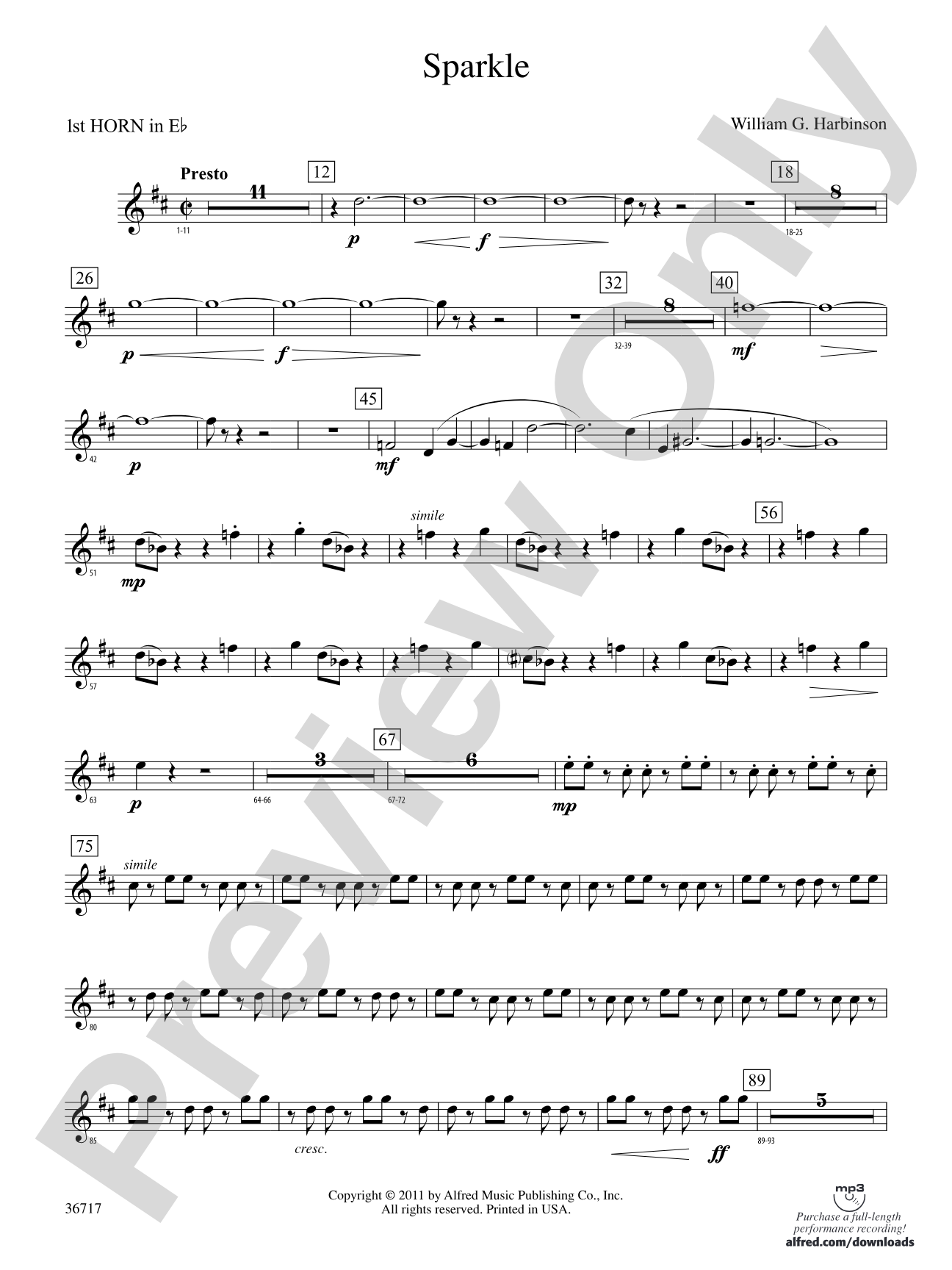 Sparkle: (wp) 1st Horn in E-flat