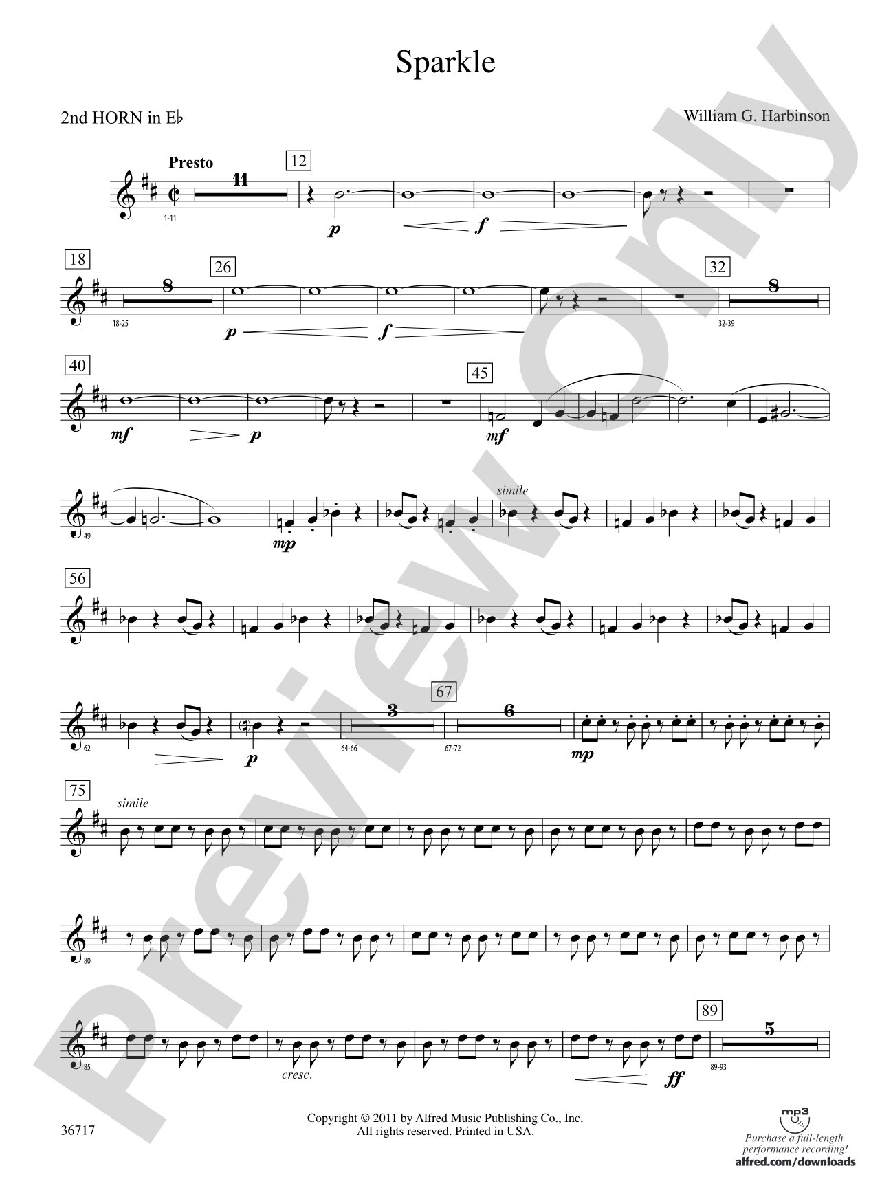 Sparkle: (wp) 2nd Horn in E-flat