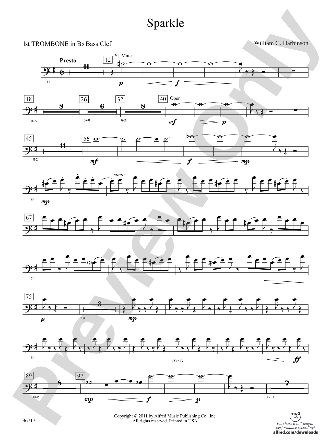Sparkle: (wp) 1st B-flat Trombone B.C.