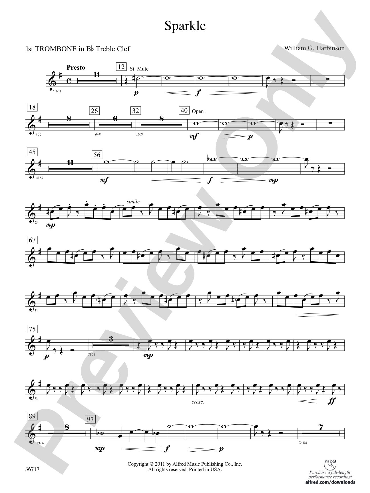Sparkle: (wp) 1st B-flat Trombone T.C.