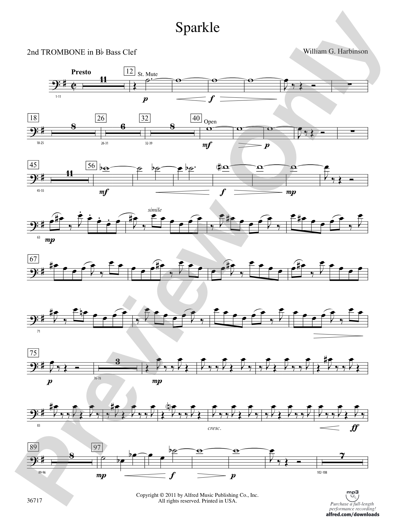 Sparkle: (wp) 2nd B-flat Trombone B.C.
