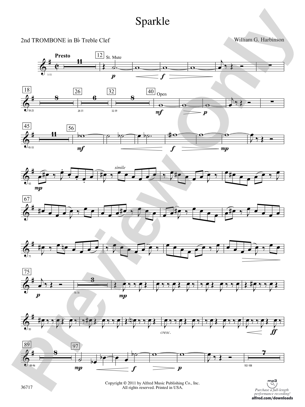 Sparkle: (wp) 2nd B-flat Trombone T.C.