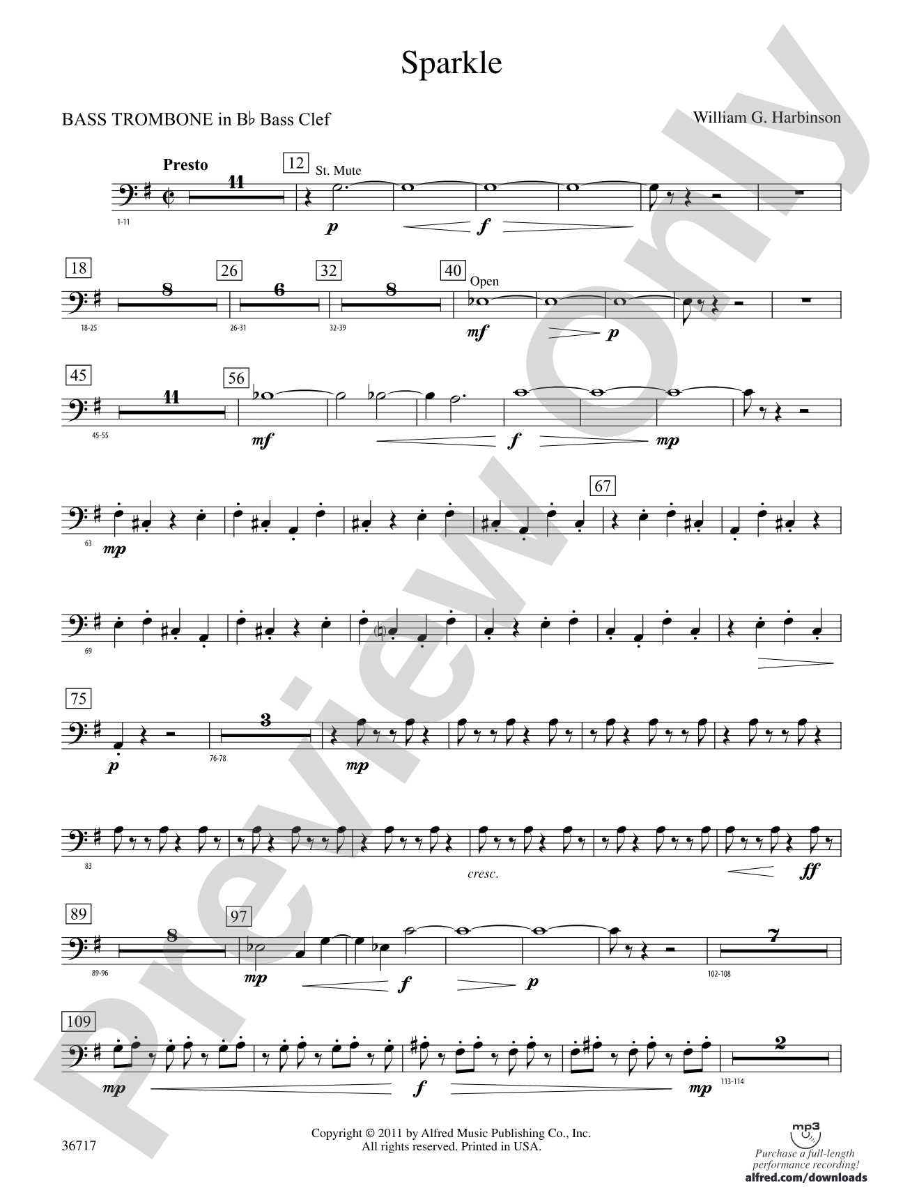 Sparkle: (wp) 3rd B-flat Trombone B.C.