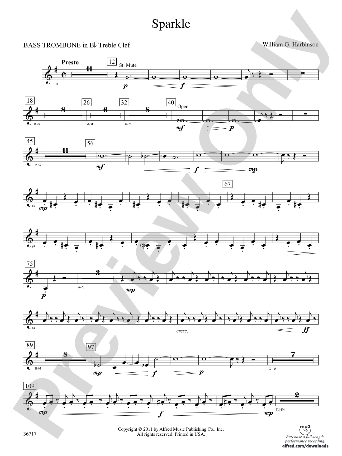 Sparkle: (wp) 3rd B-flat Trombone T.C.