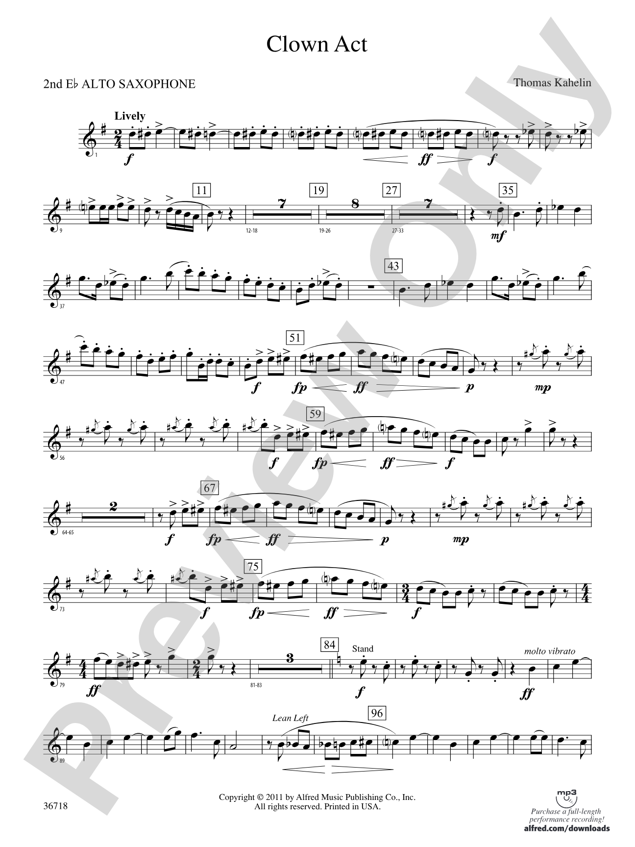 Clown Act: 2nd E-flat Alto Saxophone