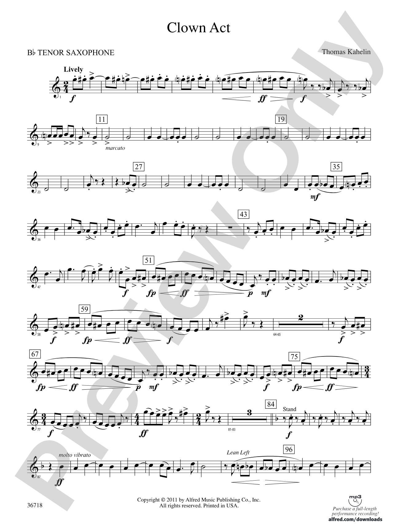 Clown Act: B-flat Tenor Saxophone