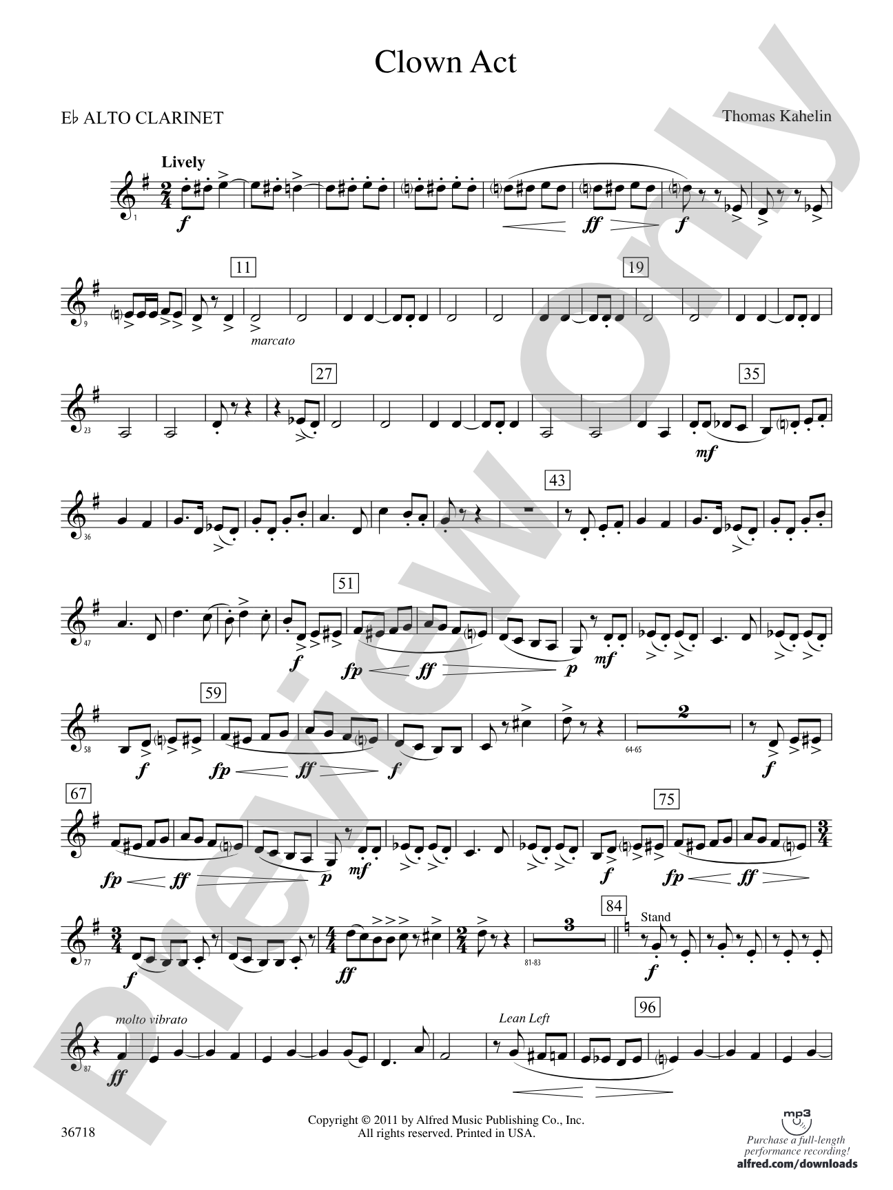 Clown Act: (wp) E-flat Alto Clarinet
