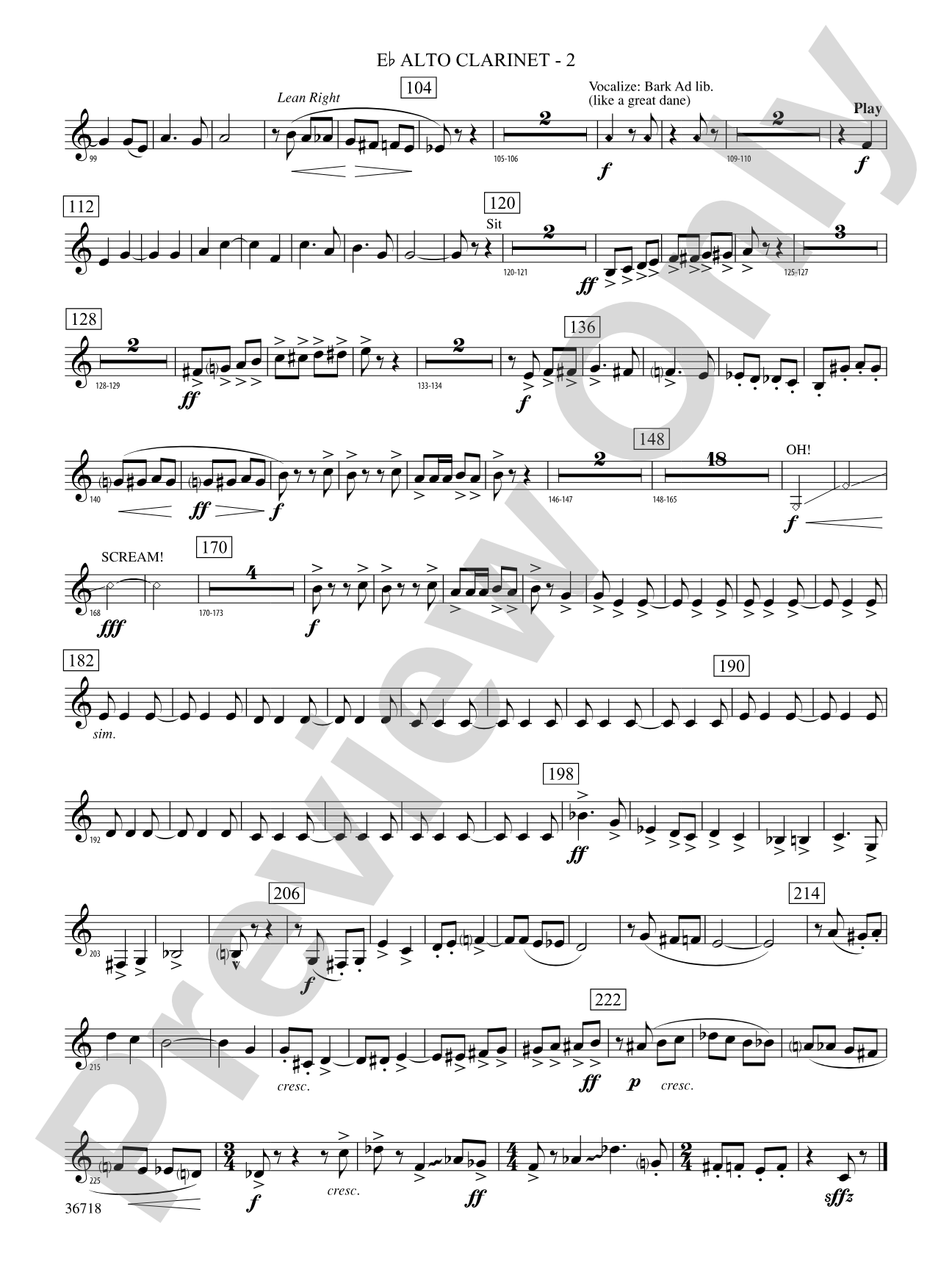 Clown Act: (wp) E-flat Alto Clarinet