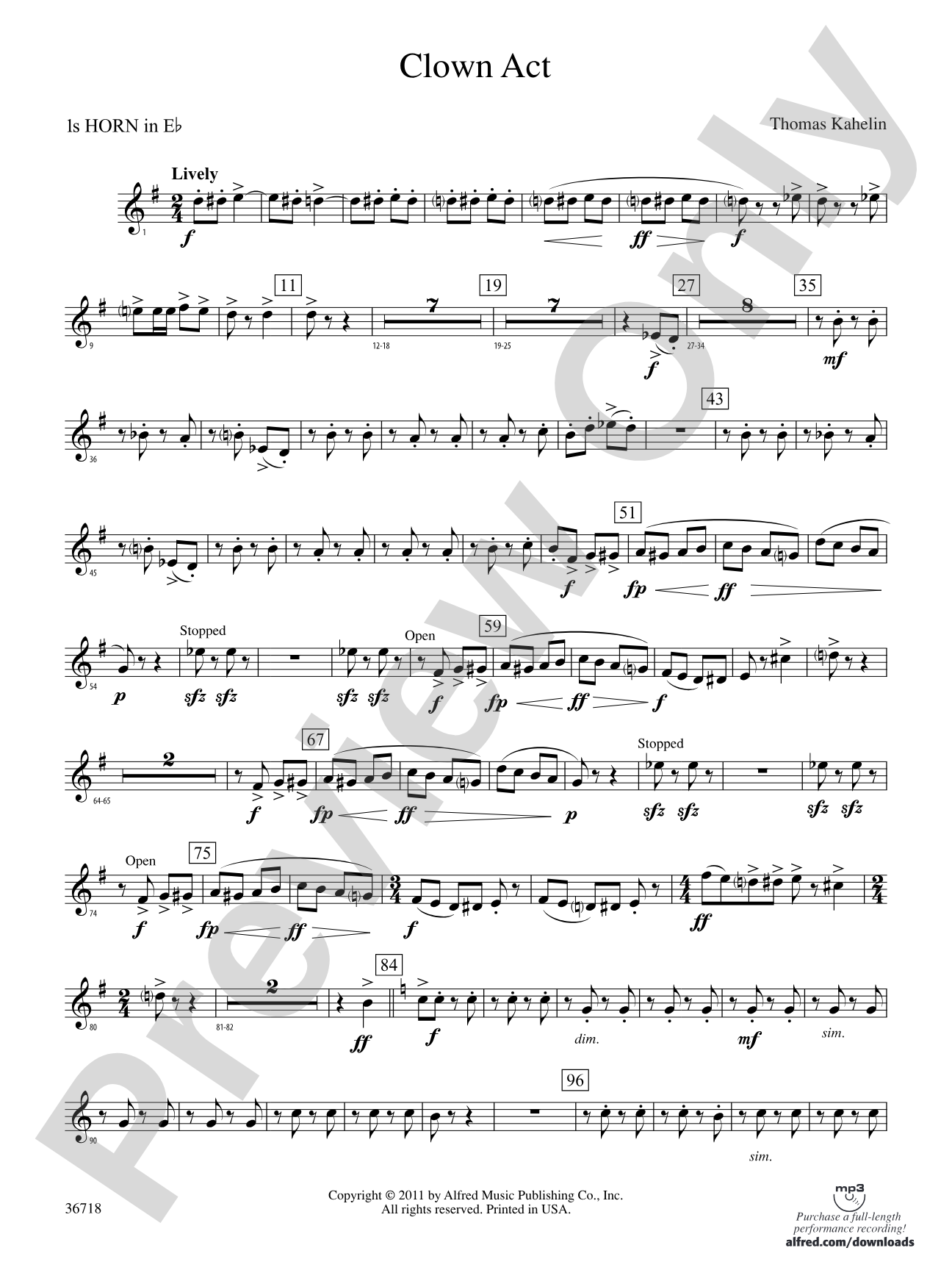 Clown Act: (wp) 1st Horn in E-flat