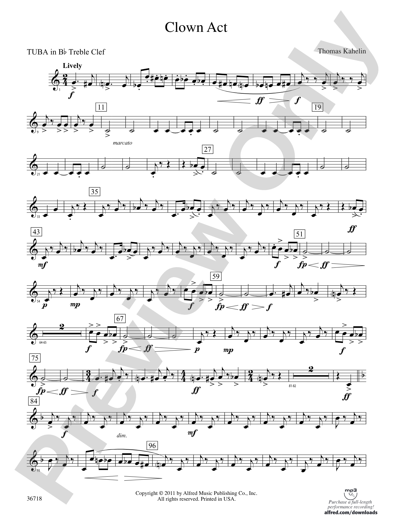 Clown Act: (wp) B-flat Tuba T.C.