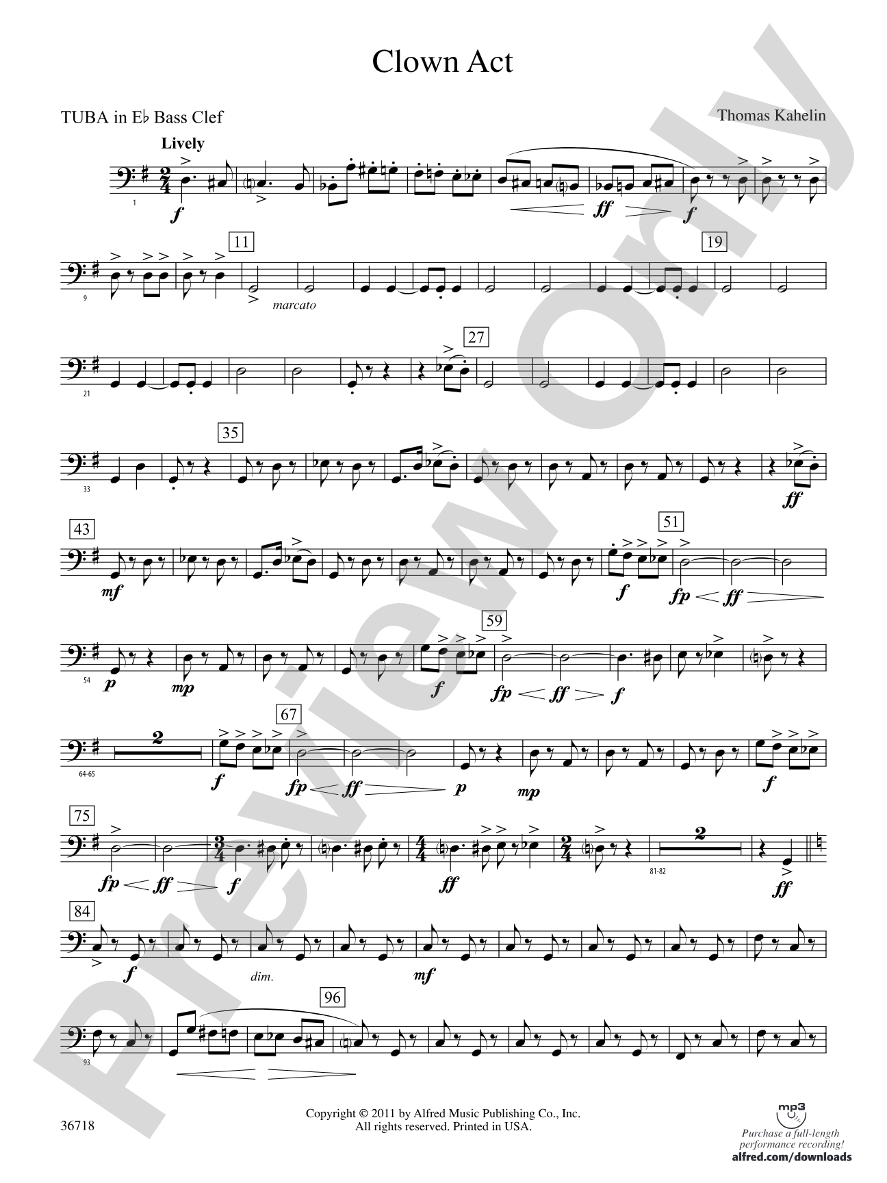 Clown Act: (wp) E-flat Tuba B.C.
