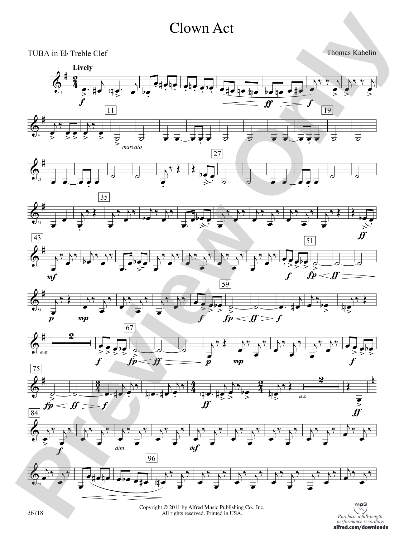 Clown Act: (wp) E-flat Tuba T.C.