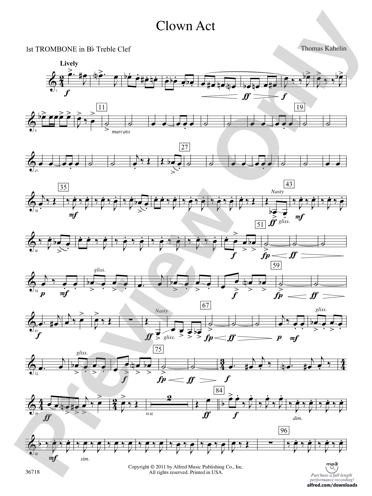 Clown Act: (wp) 1st B-flat Trombone T.C.