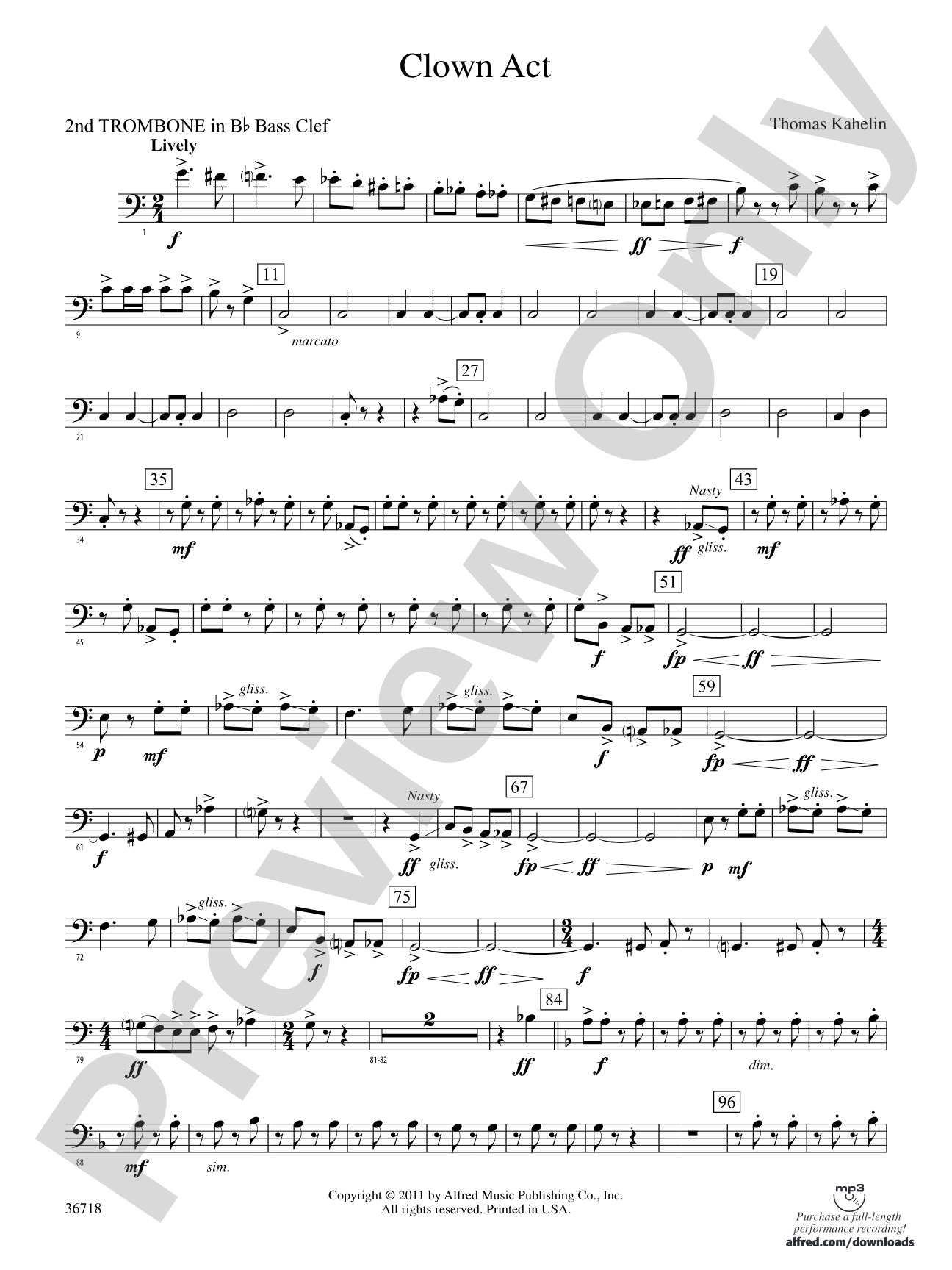 Clown Act: (wp) 2nd B-flat Trombone B.C.
