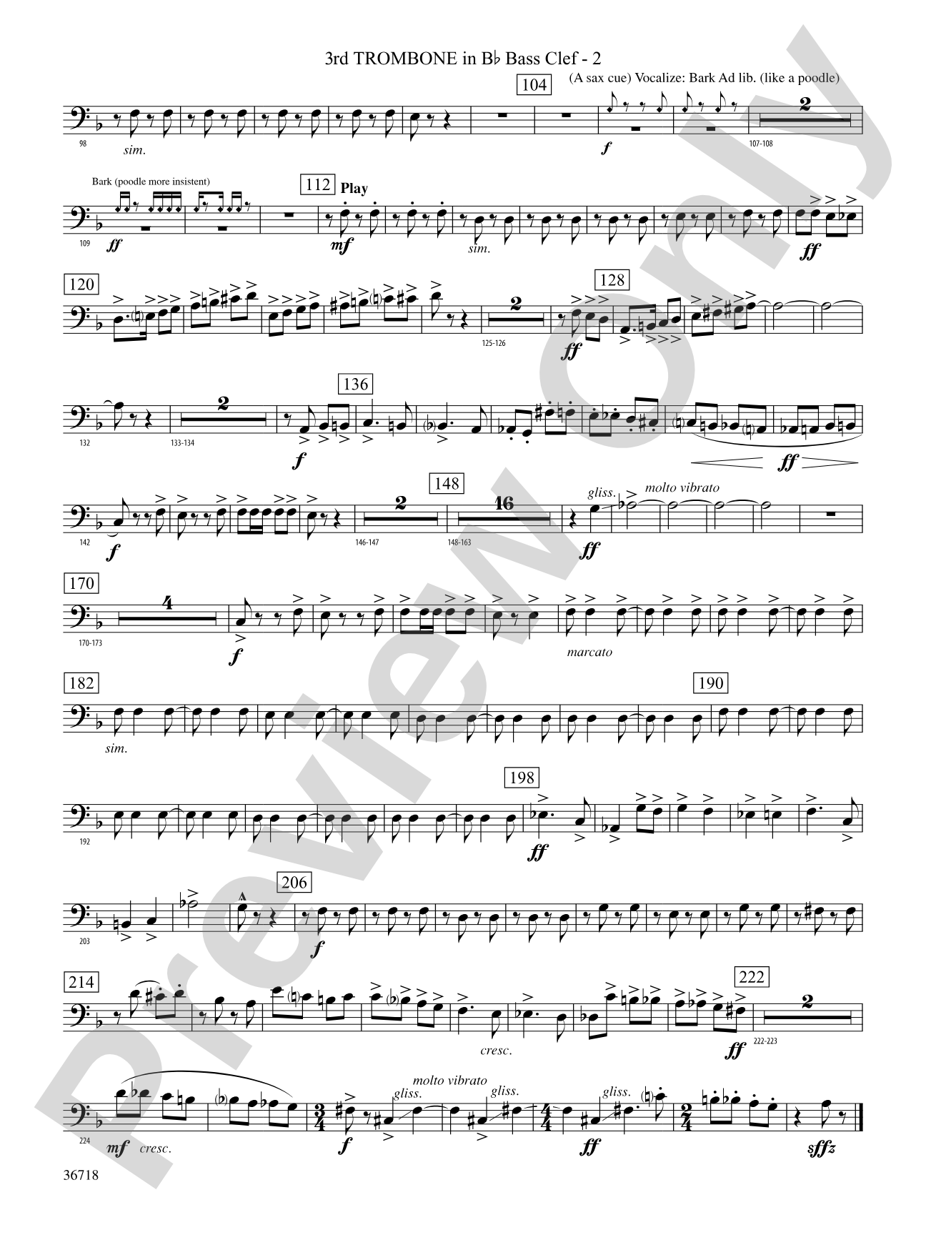 Clown Act: (wp) 3rd B-flat Trombone B.C.