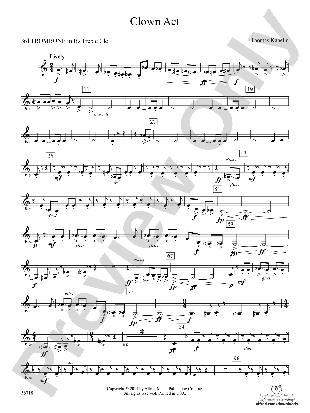 Clown Act: (wp) 3rd B-flat Trombone T.C.
