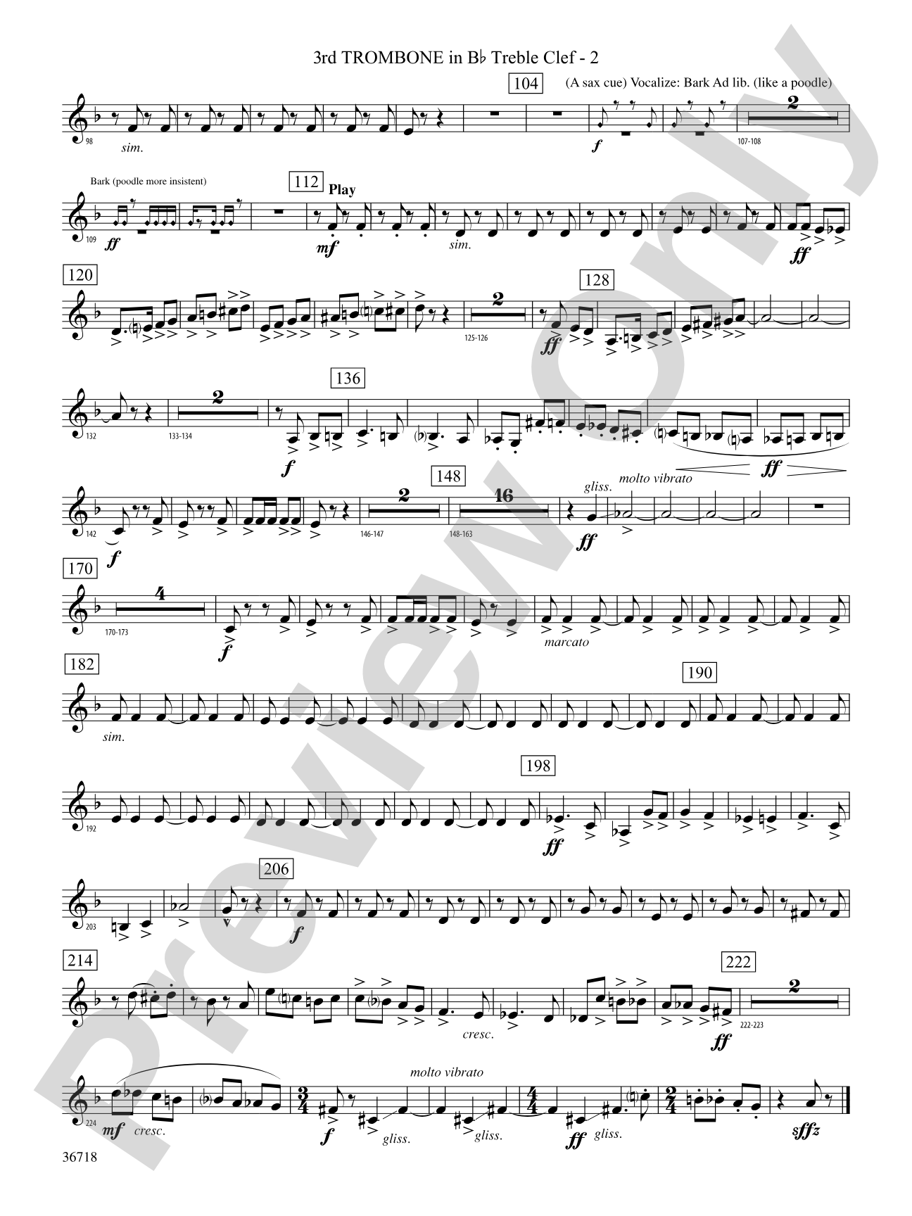 Clown Act: (wp) 3rd B-flat Trombone T.C.