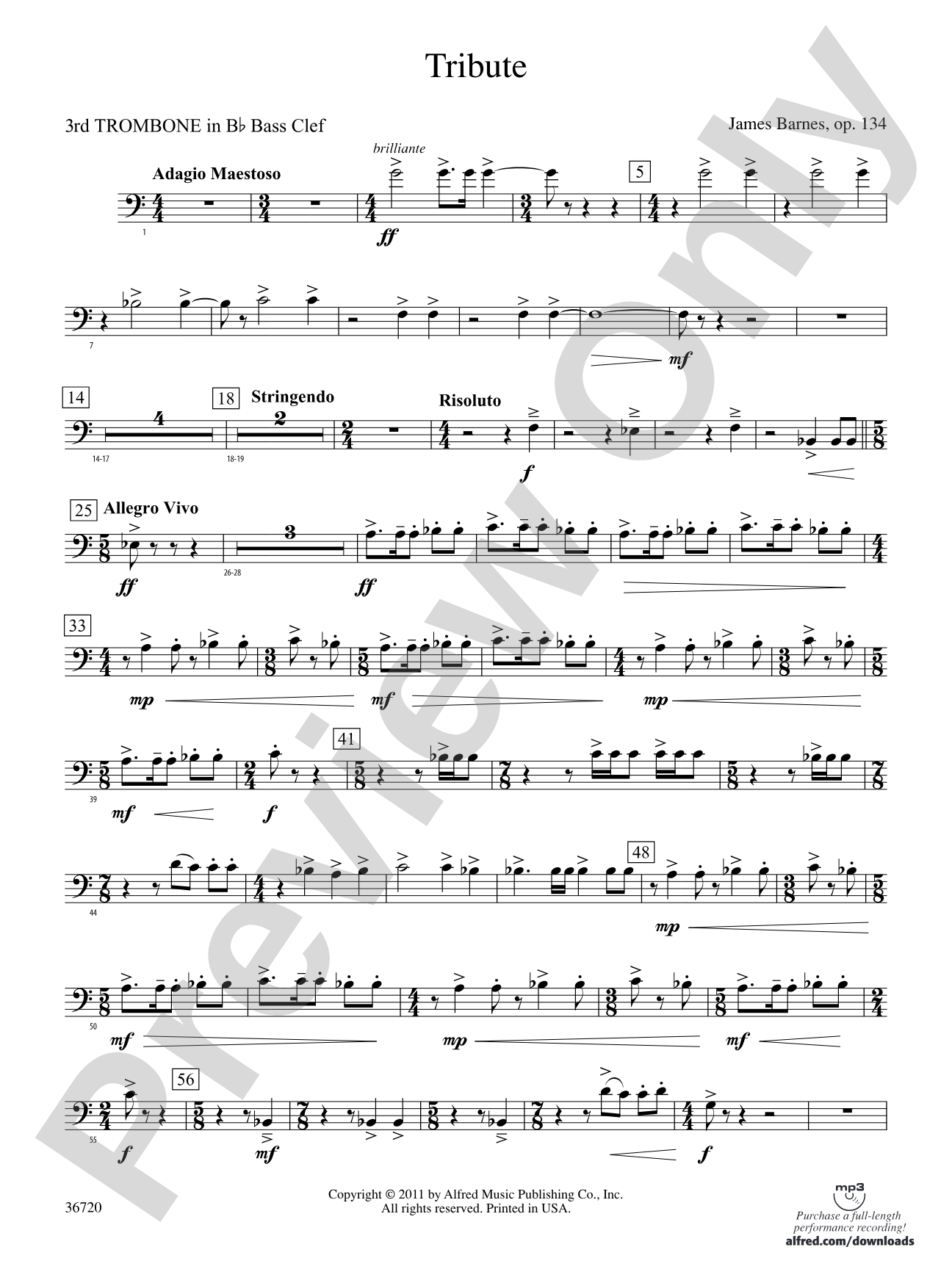 Tribute: (wp) 3rd B-flat Trombone B.C.