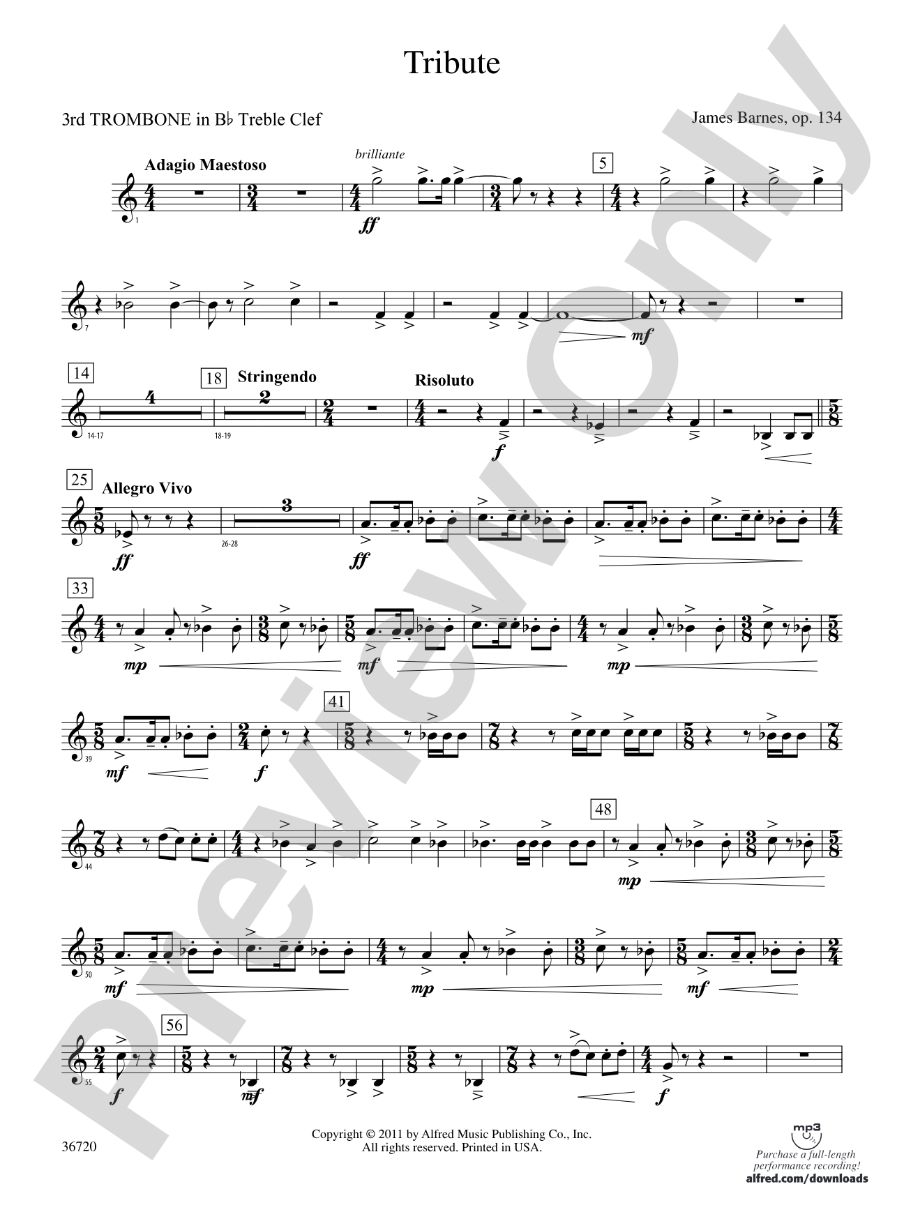 Tribute: (wp) 3rd B-flat Trombone T.C.