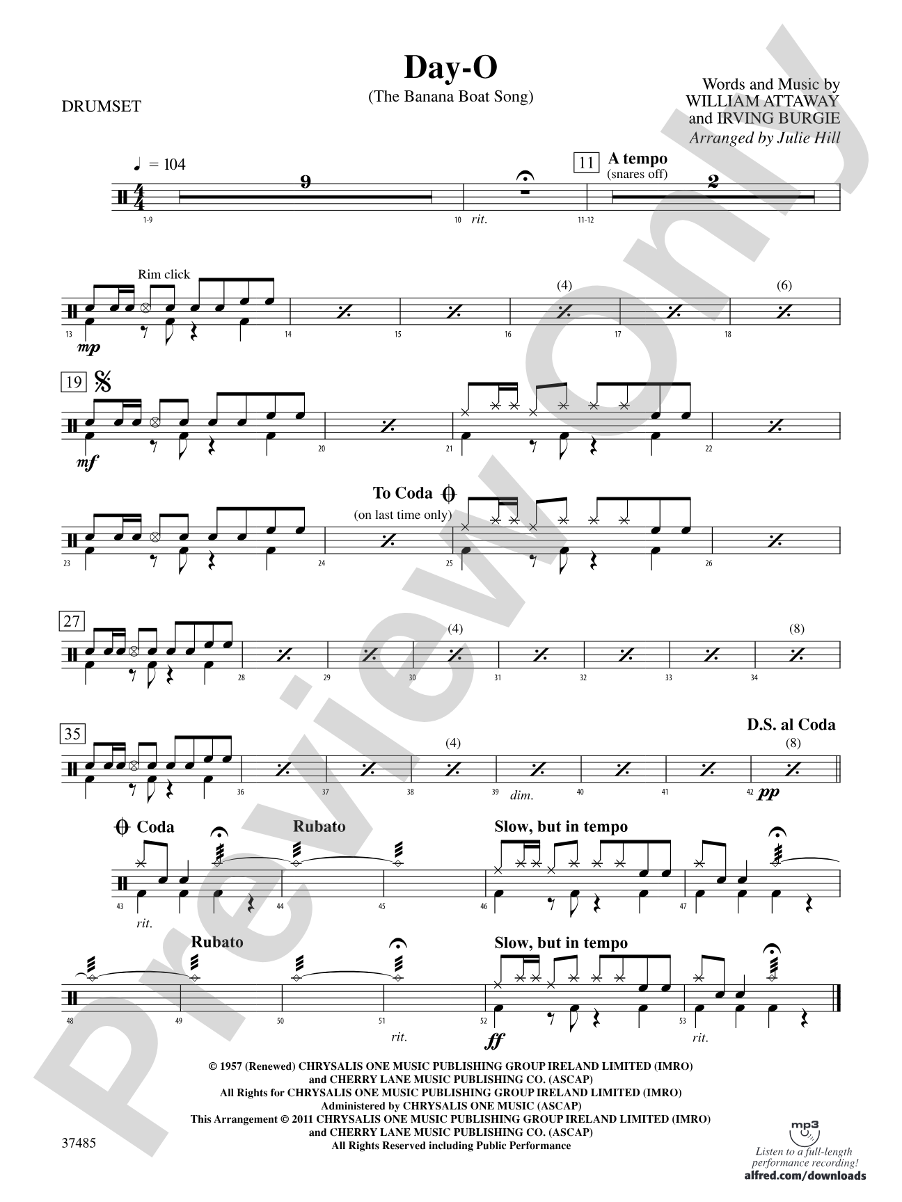 Day-O (The Banana Boat Song): Drums