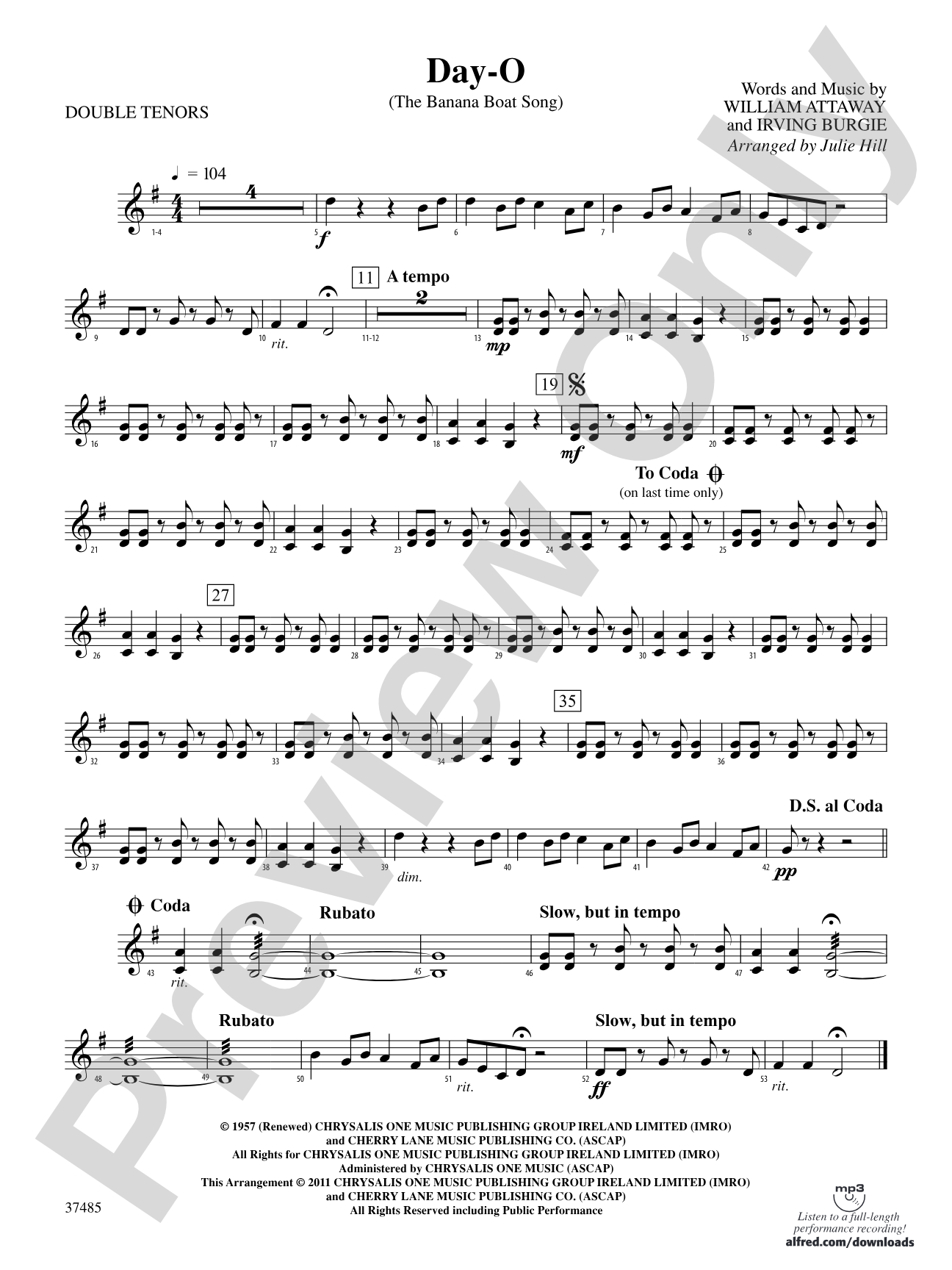 Day-O (The Banana Boat Song): 2nd Percussion
