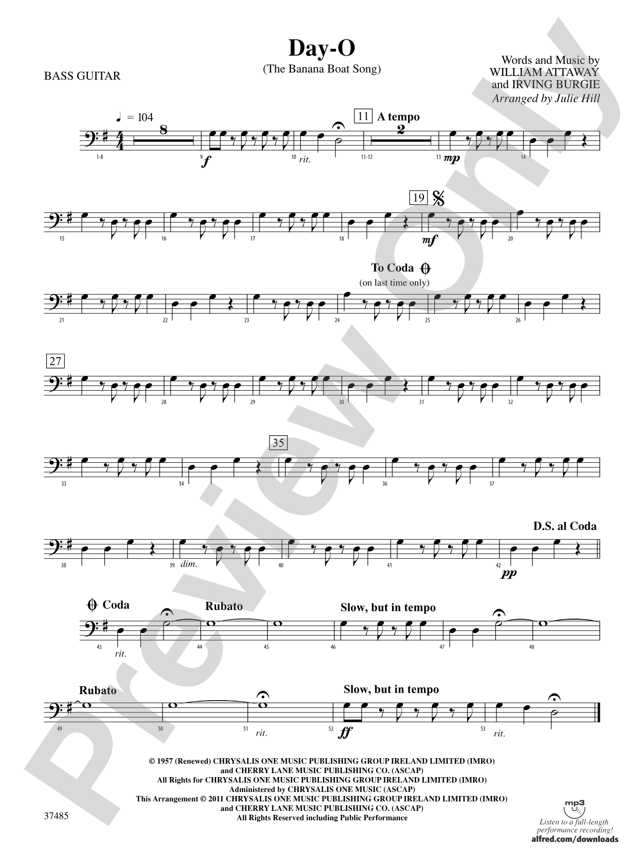 Day-O (The Banana Boat Song): String Bass