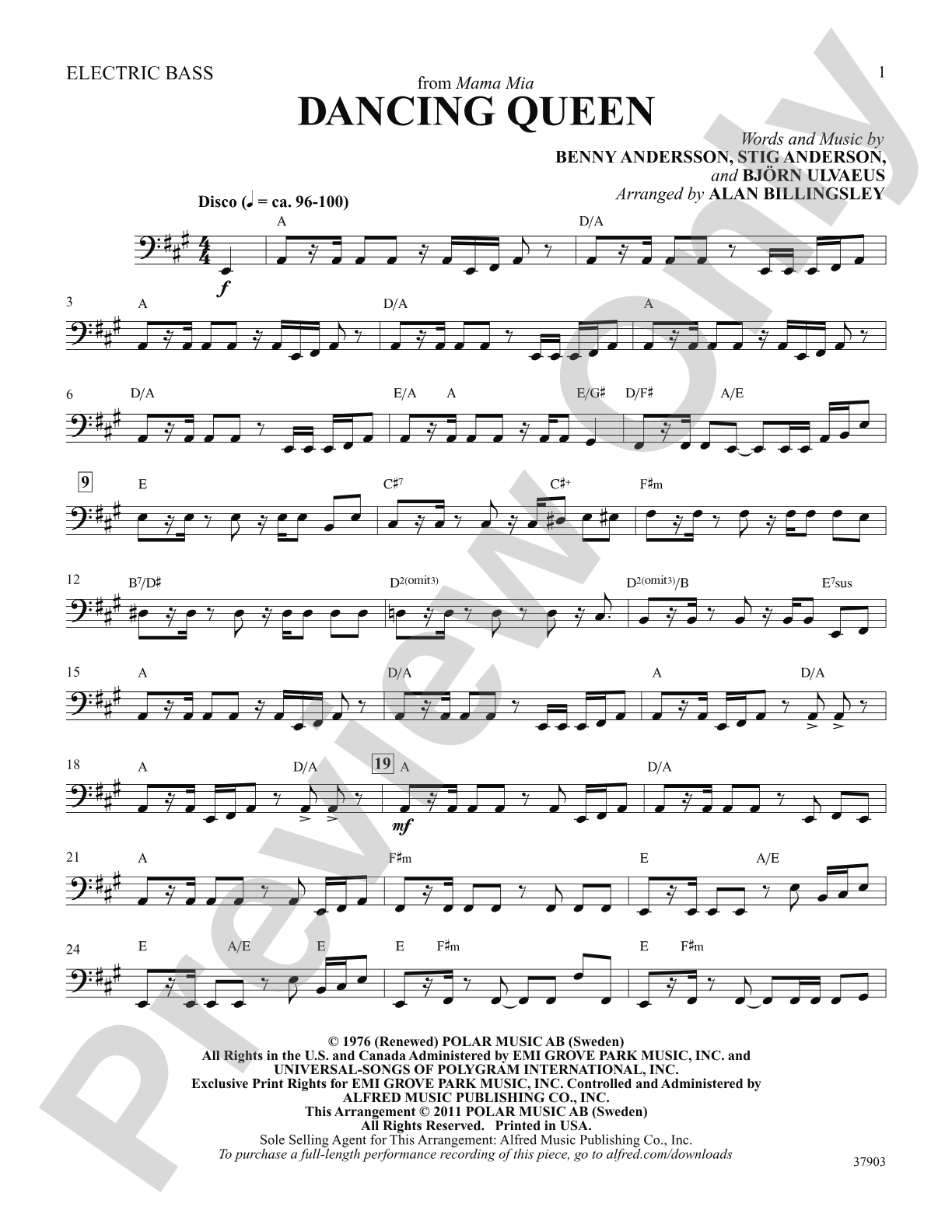 Dancing Queen (from Mamma Mia!): String Bass: Choral SoundPax