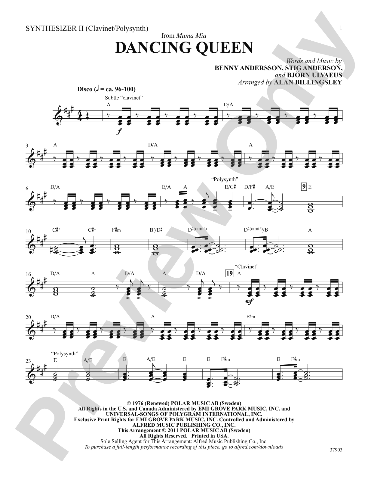 Dancing Queen (from Mamma Mia!): 2nd Synthesizer: Choral SoundPax