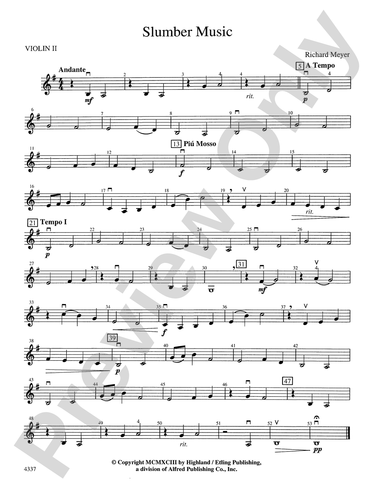 Slumber Music: 2nd Violin