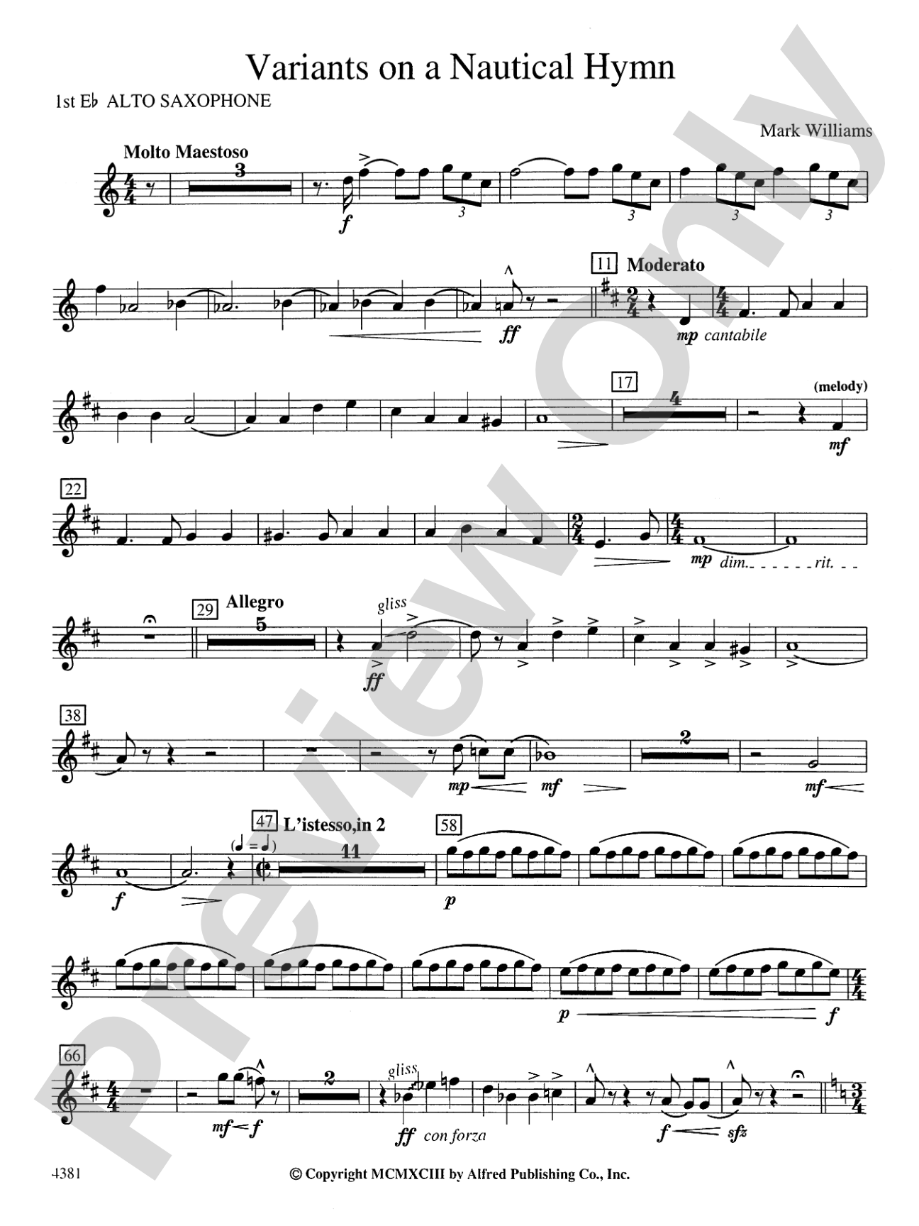 Variations on a Nautical Hymn: E-flat Alto Saxophone