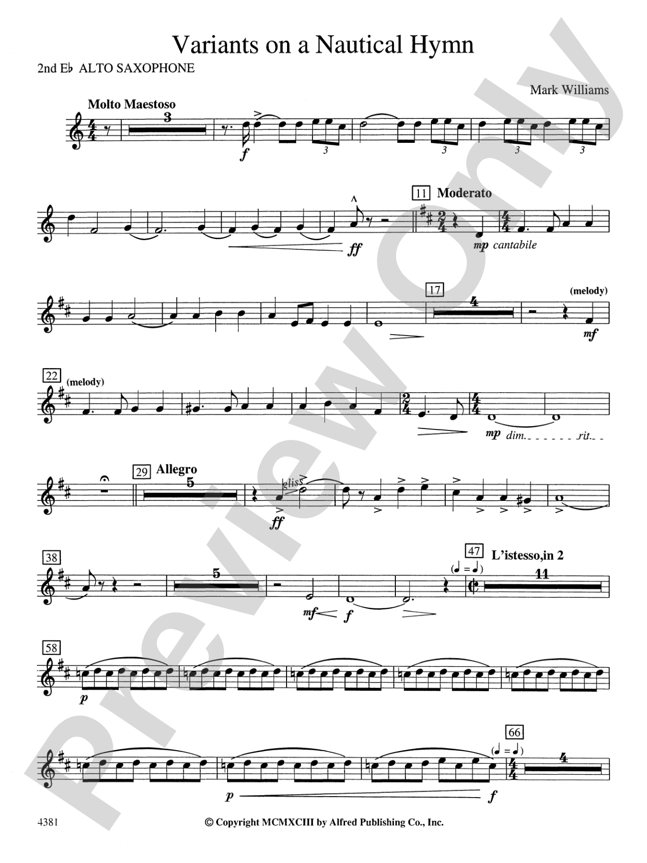 Variations on a Nautical Hymn: 2nd E-flat Alto Saxophone