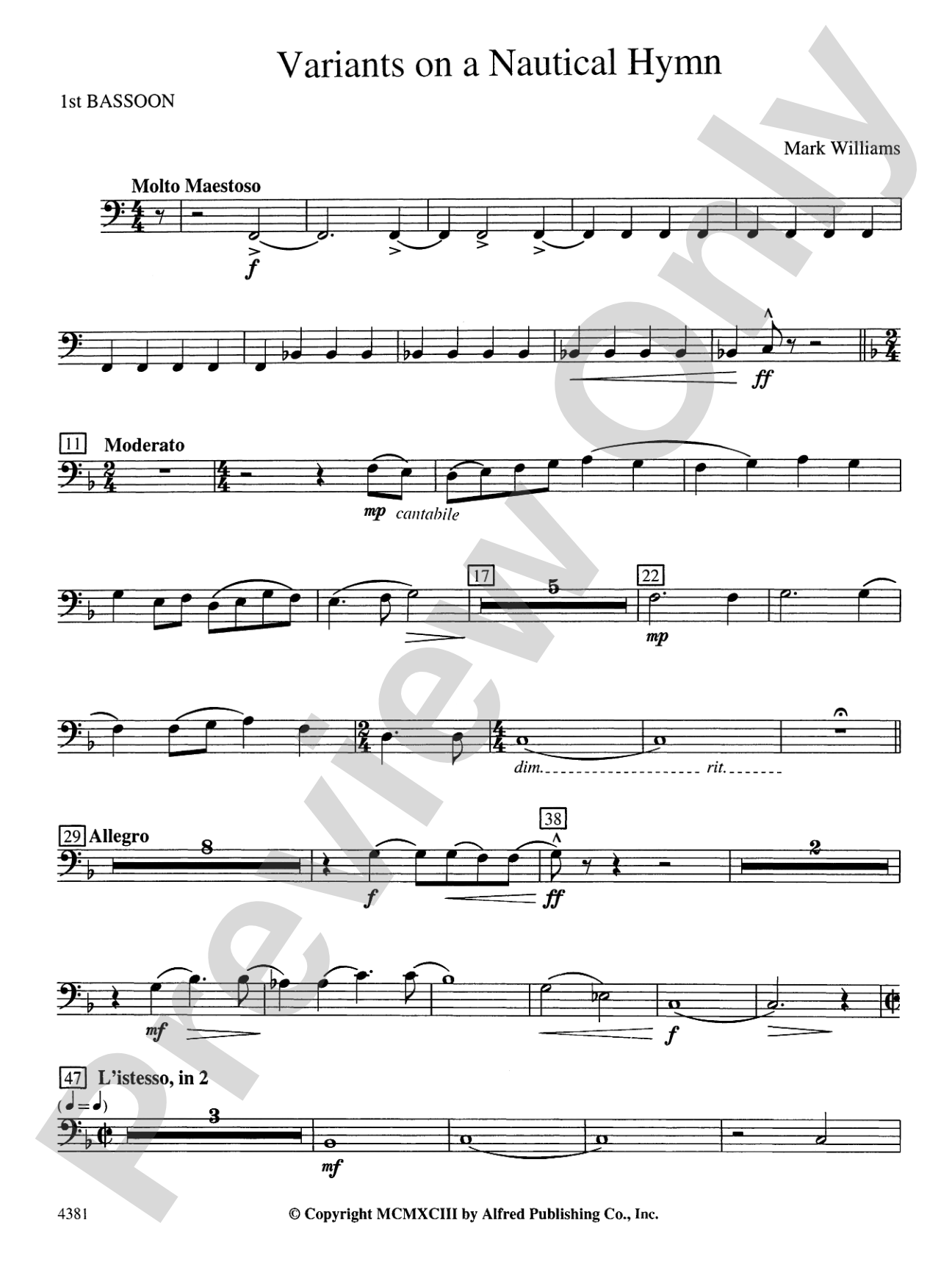 Variations on a Nautical Hymn: Bassoon