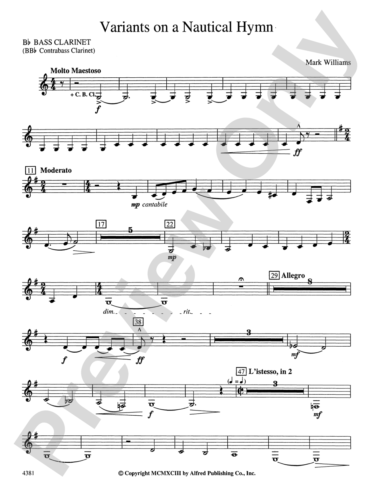 Variations on a Nautical Hymn: B-flat Bass Clarinet