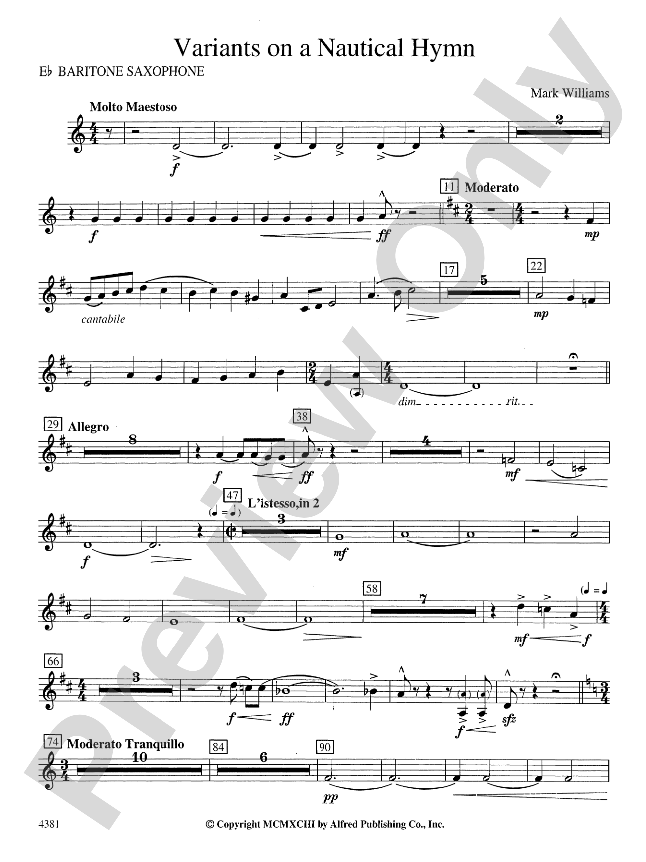 Variations on a Nautical Hymn: E-flat Baritone Saxophone