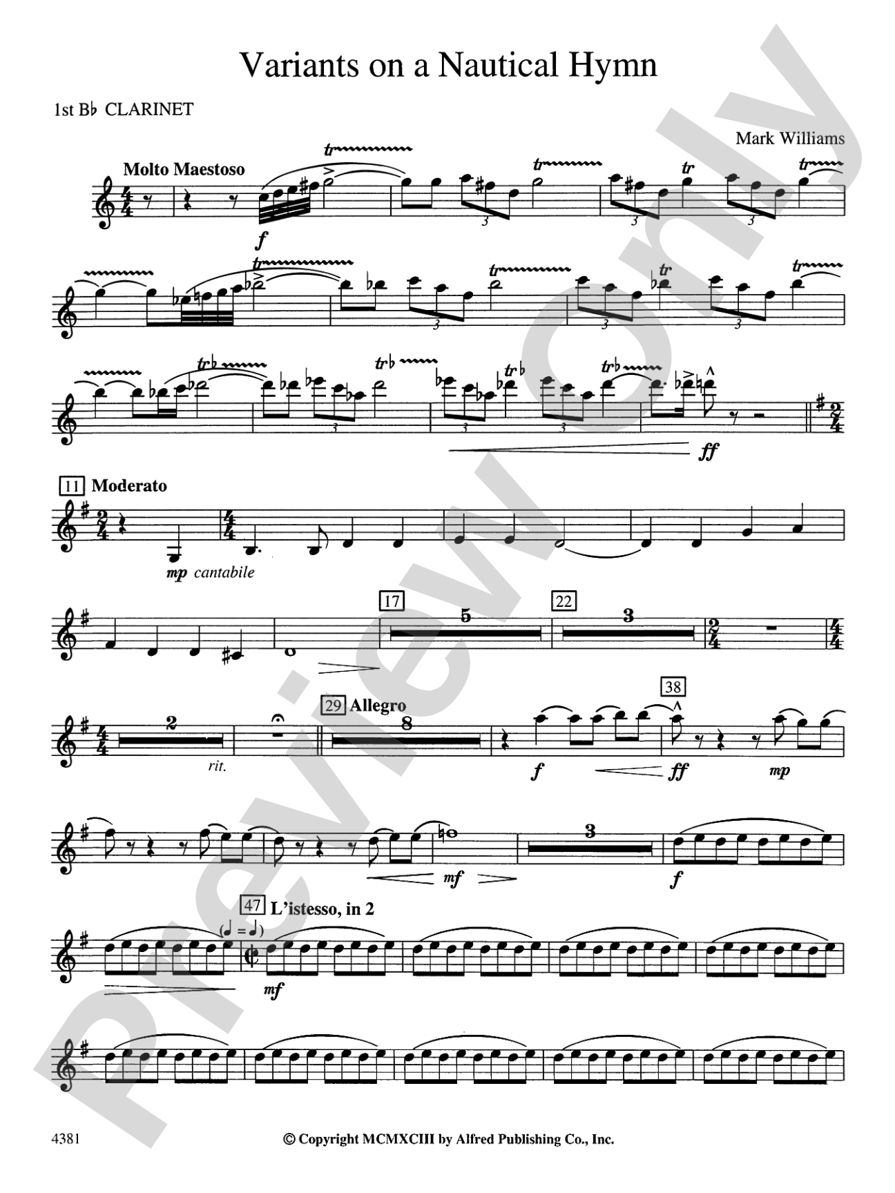 Variations on a Nautical Hymn: 1st B-flat Clarinet