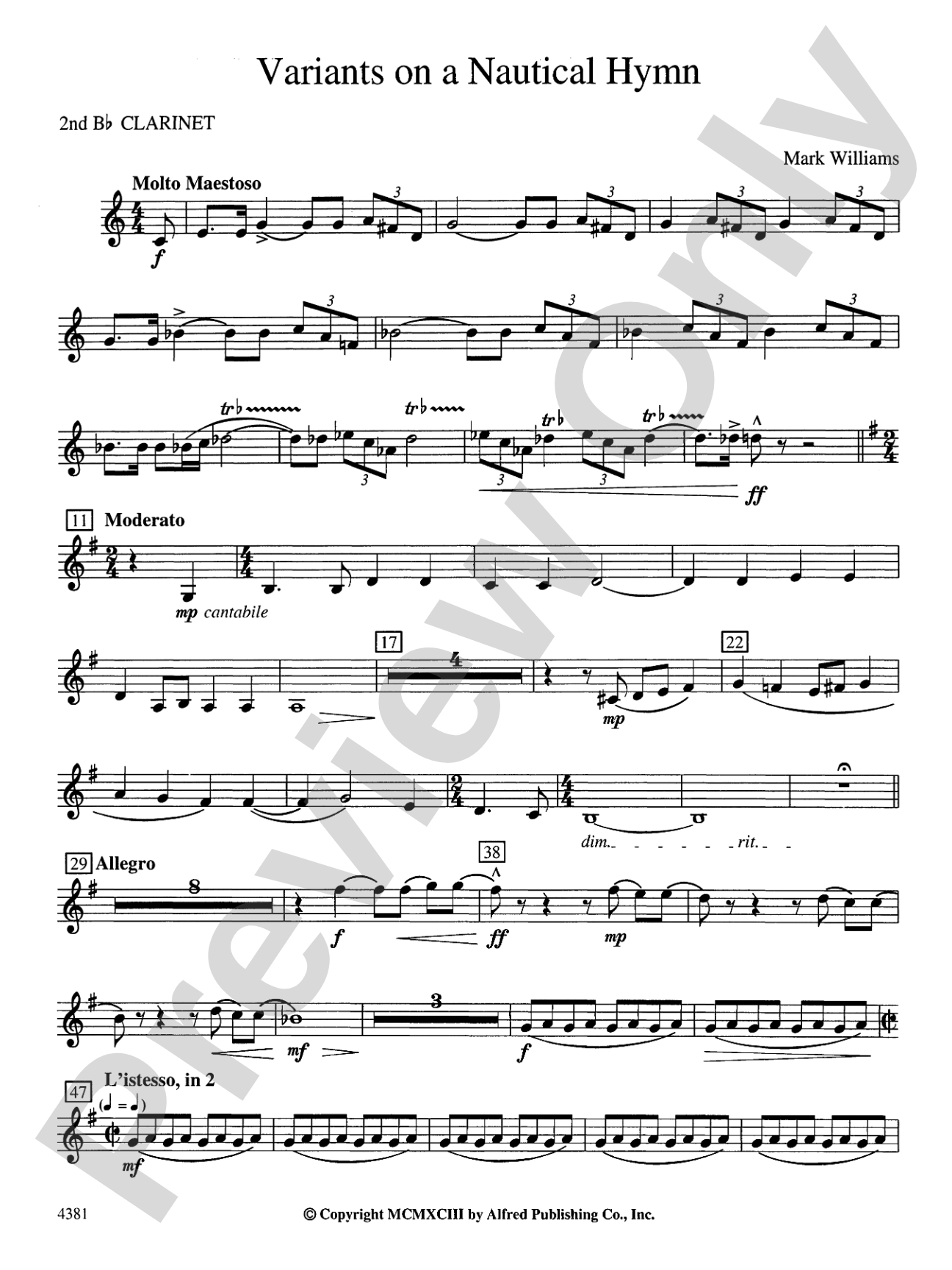 Variations on a Nautical Hymn: 2nd B-flat Clarinet
