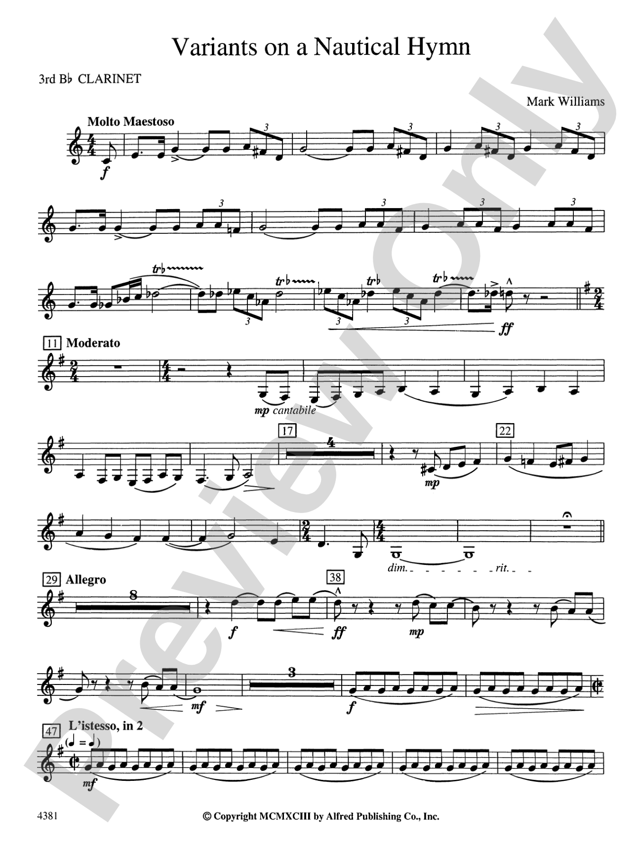 Variations on a Nautical Hymn: 3rd B-flat Clarinet