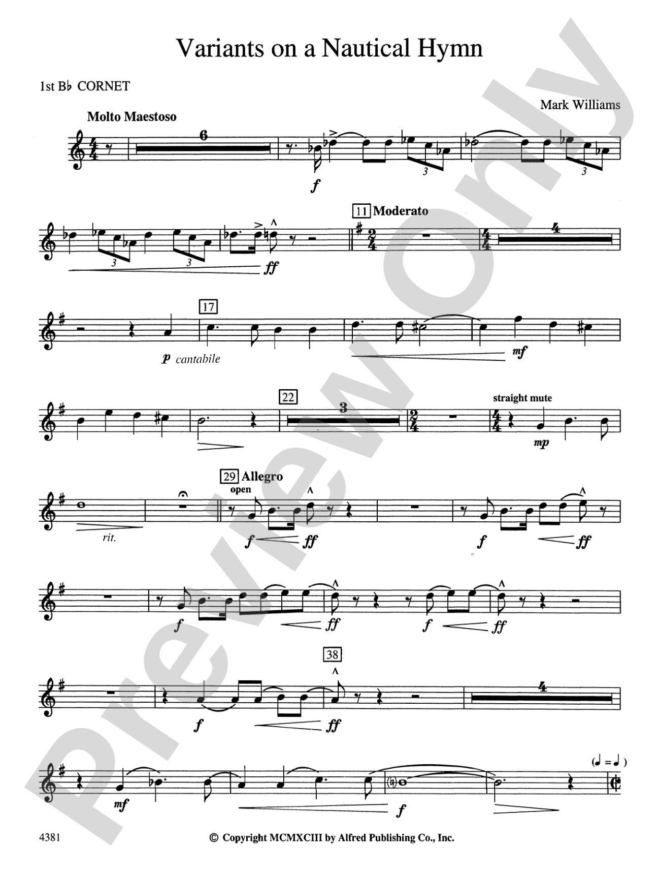 Variations on a Nautical Hymn: 1st B-flat Cornet