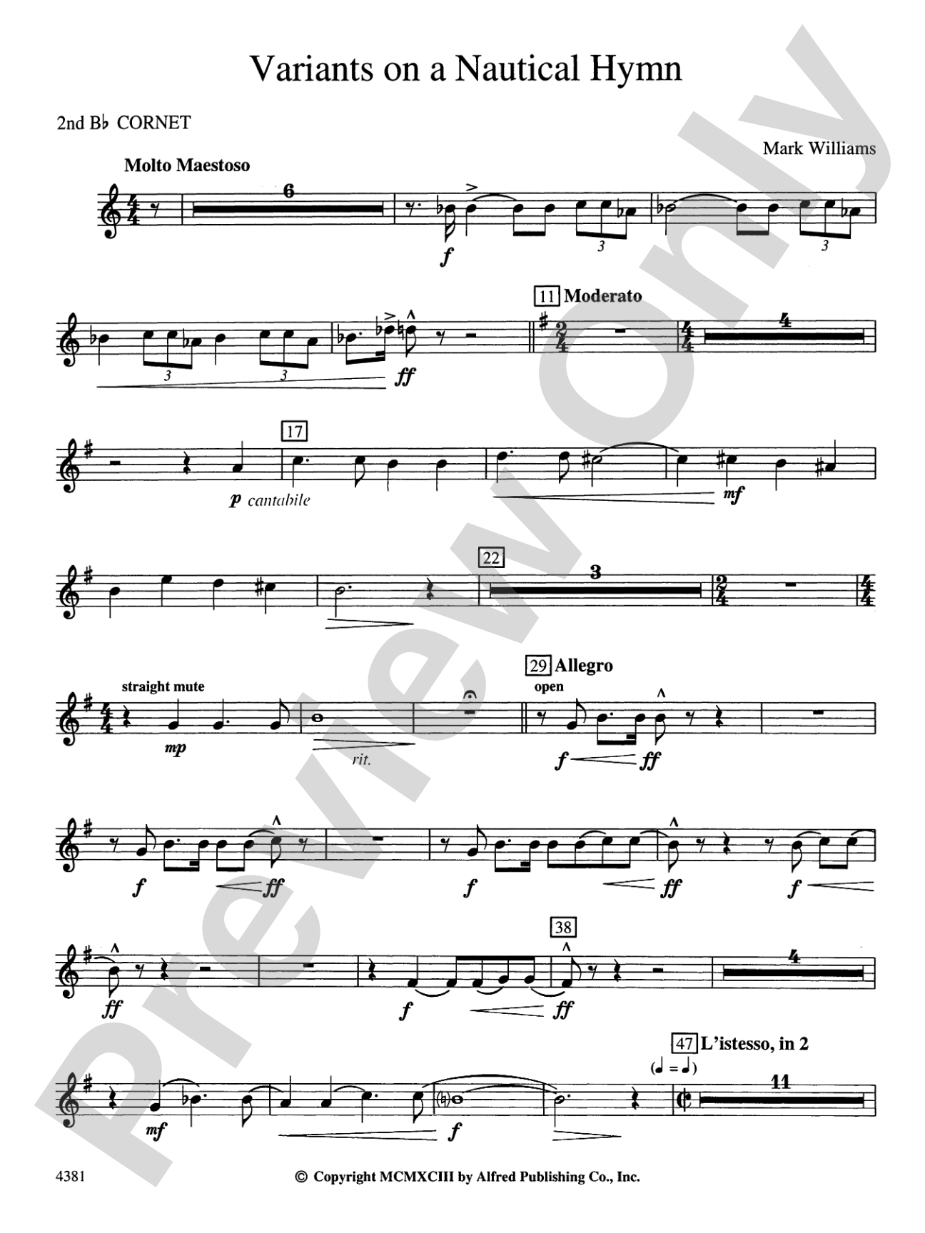 Variations on a Nautical Hymn: 2nd B-flat Cornet